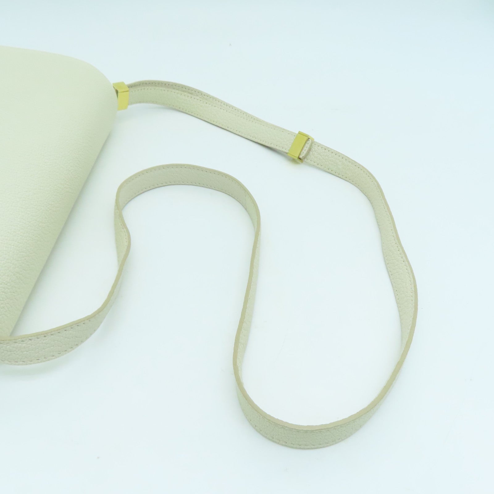 CELINE 牛皮皮革Shoulder Bag金扣肩背袋米白色