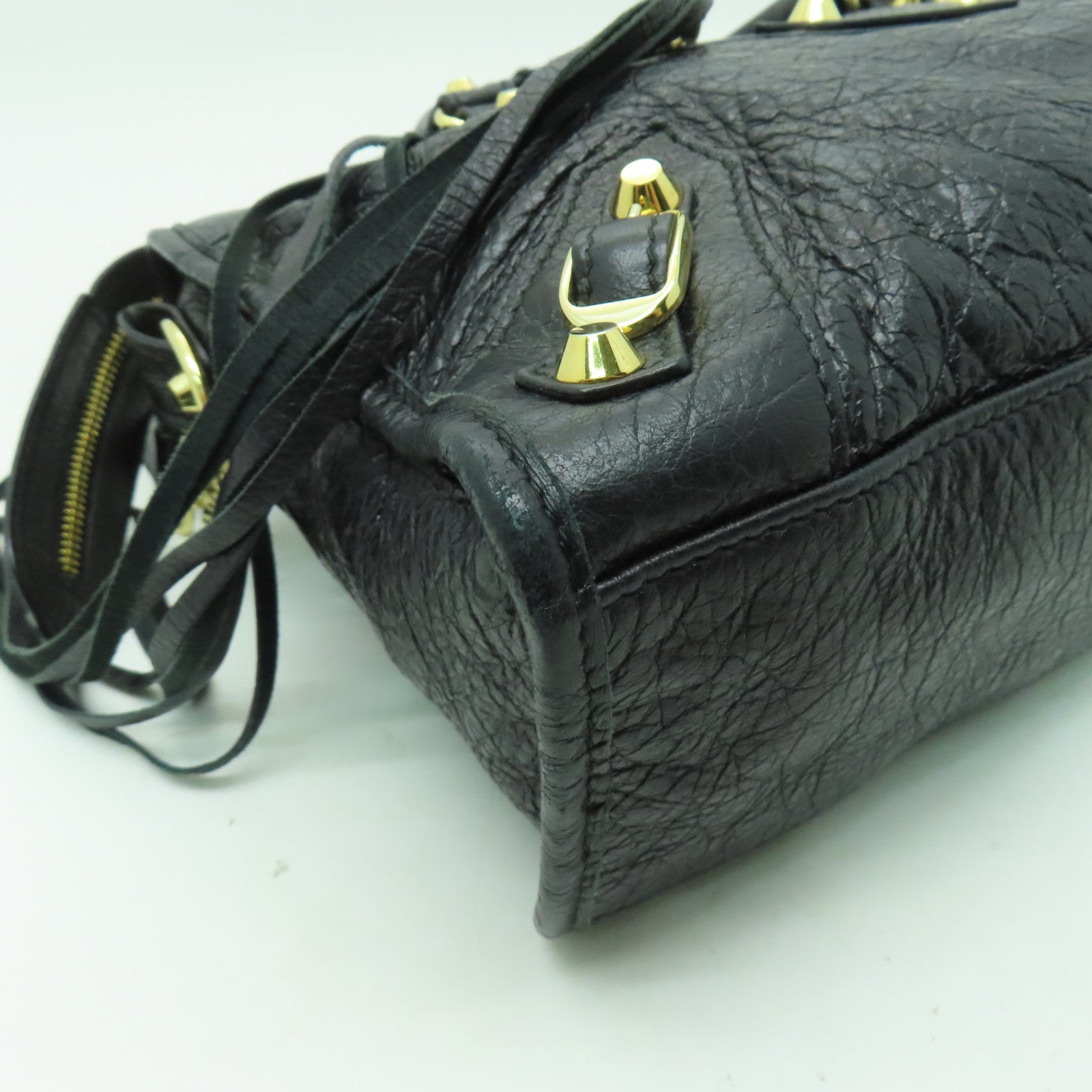 BALENCIAGA 牛皮皮革Mini City金扣手挽肩背兩用袋黑色