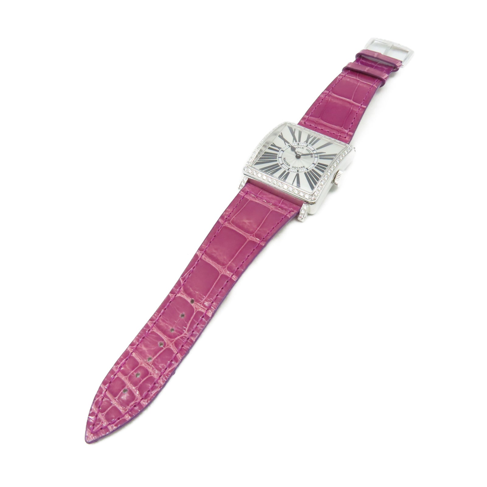 FRANCK MULLER Master Square Dia Watch不鏽鋼/鱷魚皮革帶石英機芯手錶銀色
