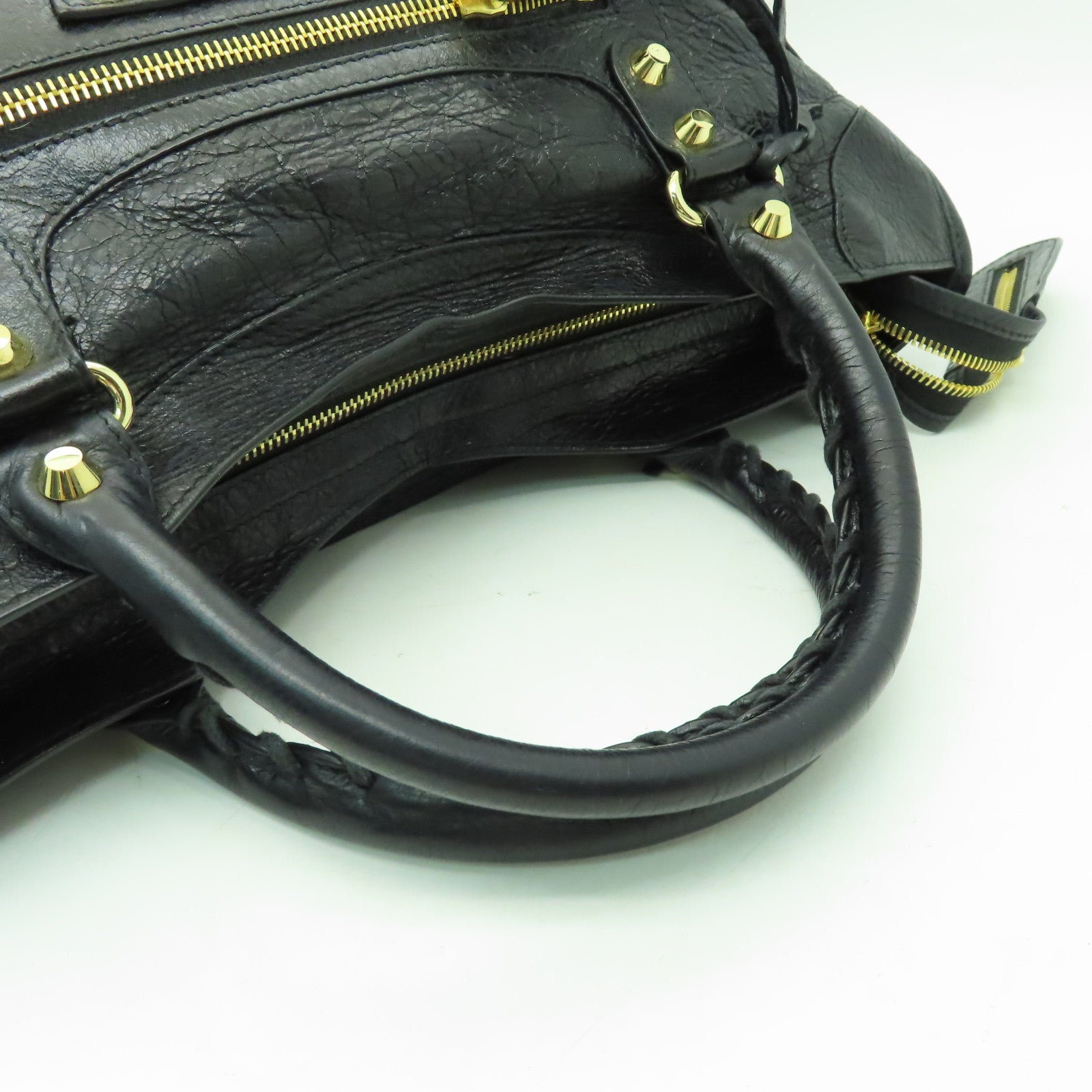 BALENCIAGA 牛皮皮革City金扣手挽肩背兩用袋黑色