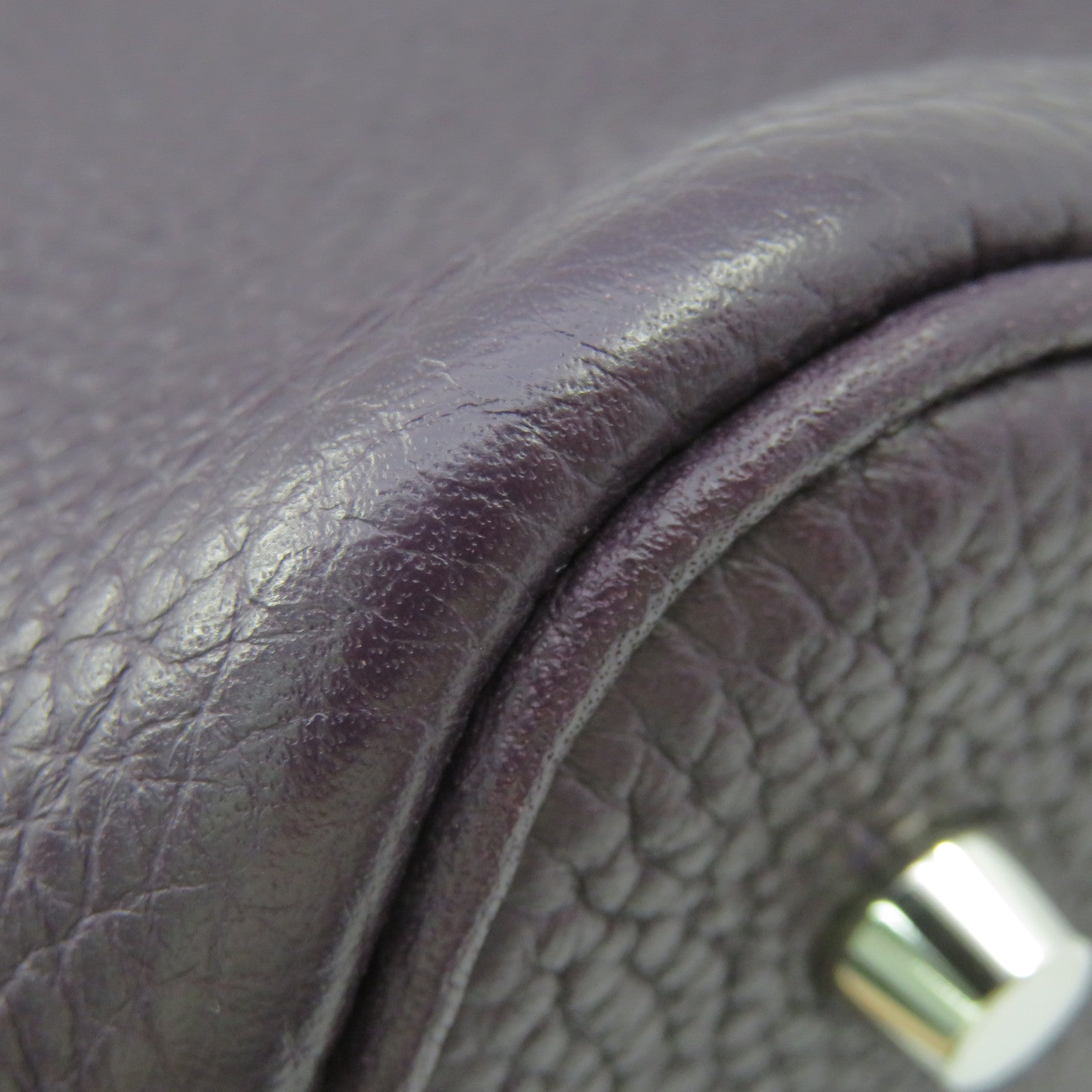 HERMES [Sharp Discount] Clemence Leather Picotin MM Silver Buckle Hand Bag Purple