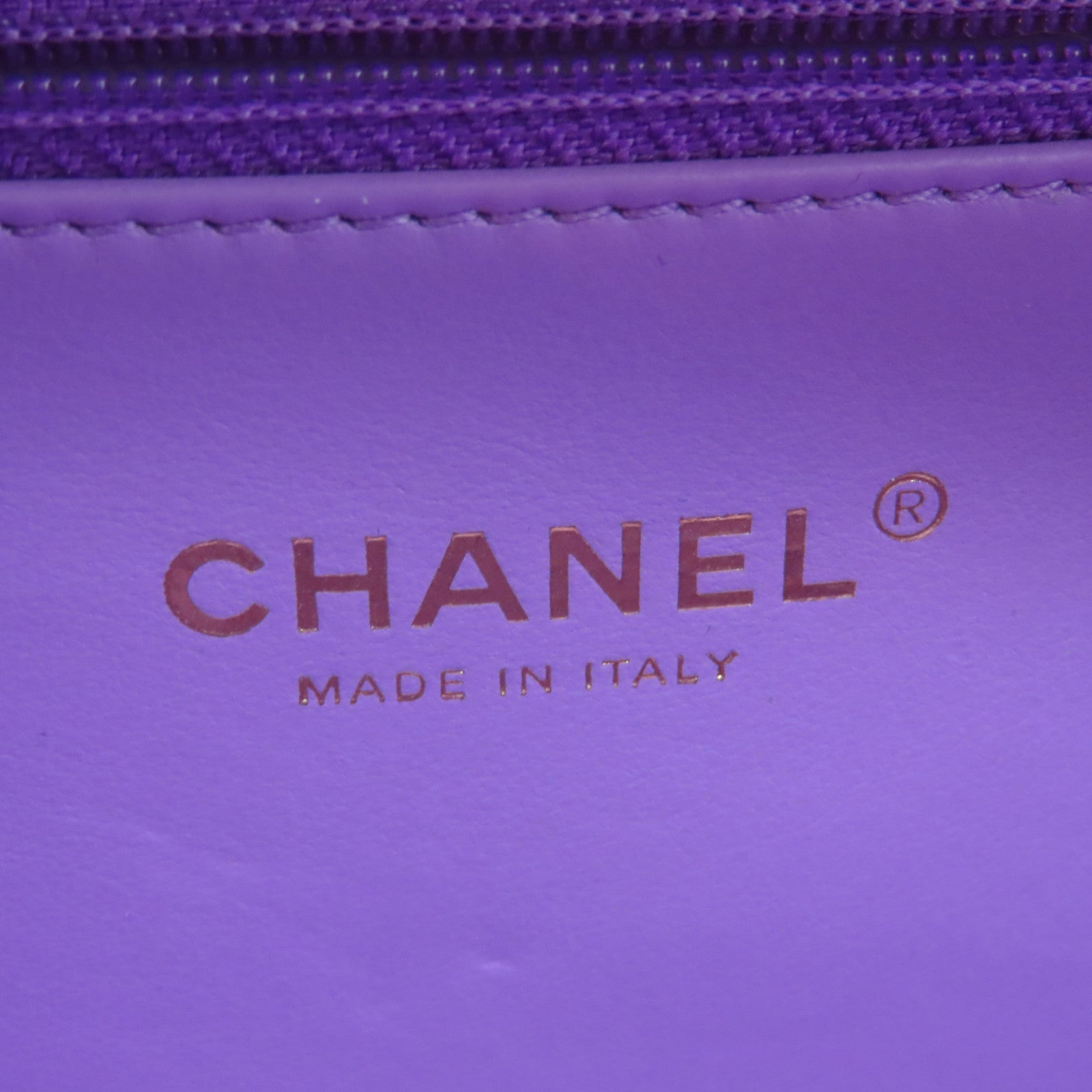 CHANEL 菱格Caviar皮革Vanity Bag金扣手挽肩背兩用袋紫色