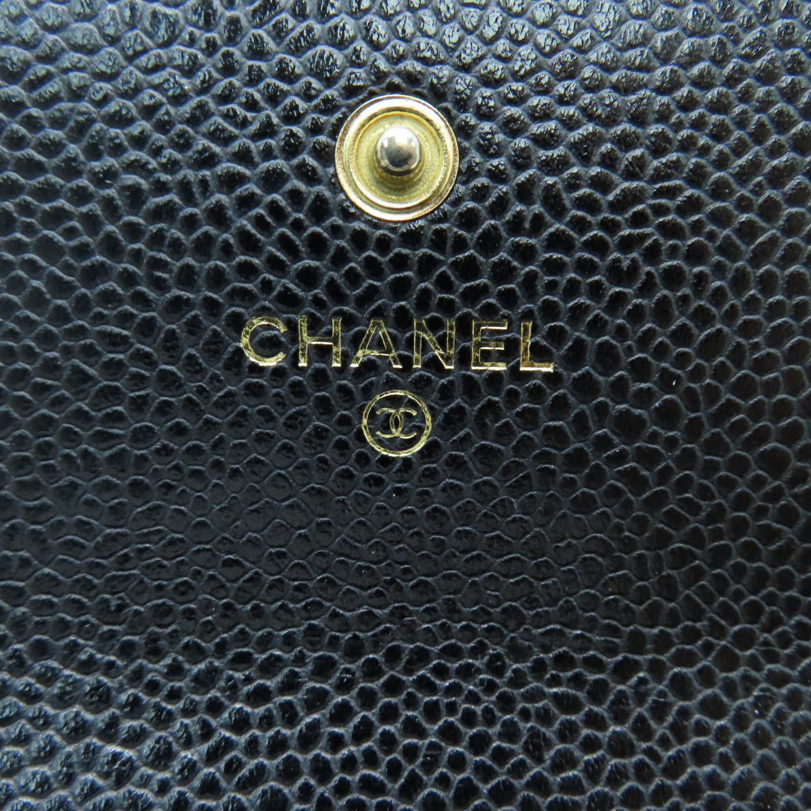 CHANEL 菱格牛皮皮革Wallet金扣长钱包黑色