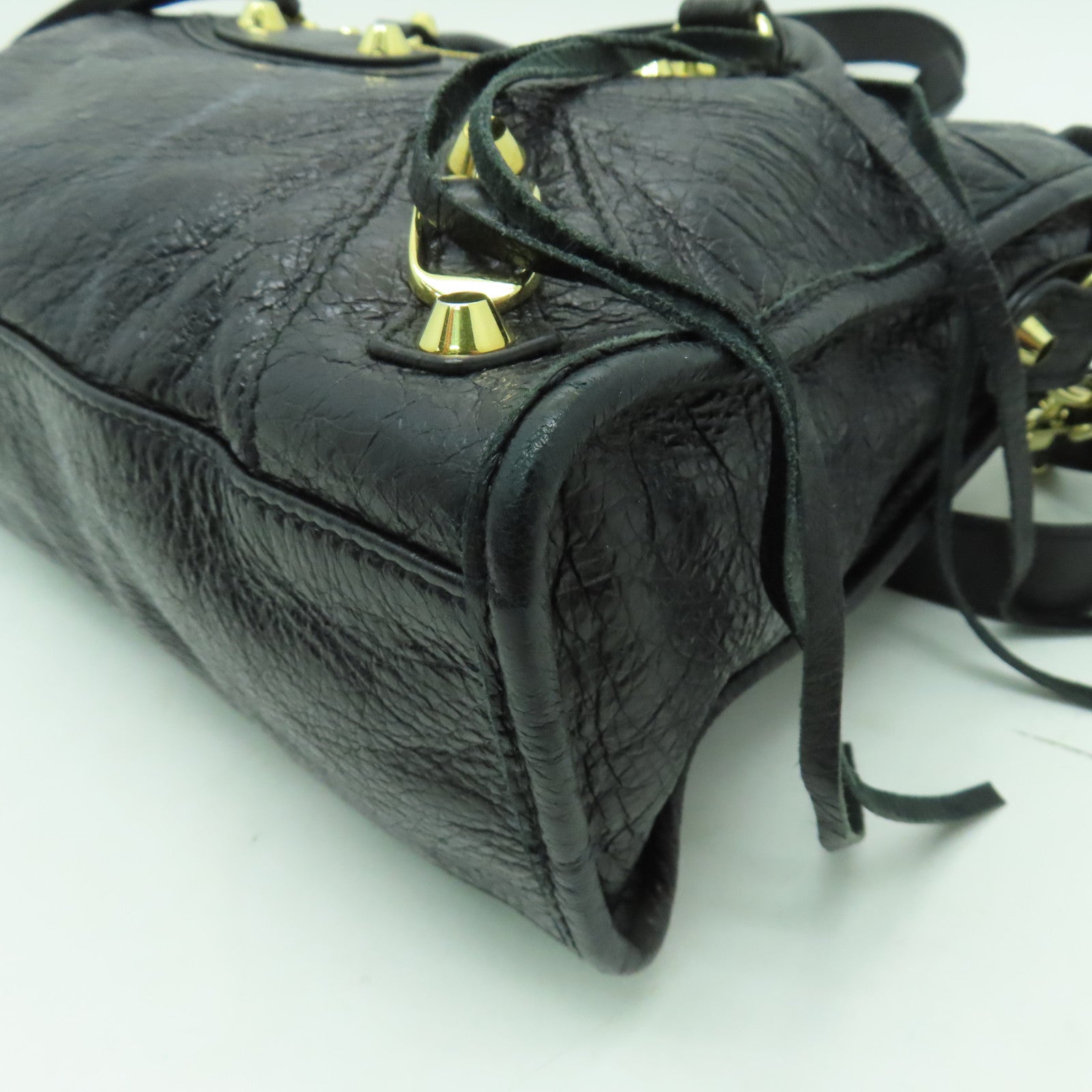 BALENCIAGA 牛皮皮革Mini City金扣手挽肩背兩用袋黑色