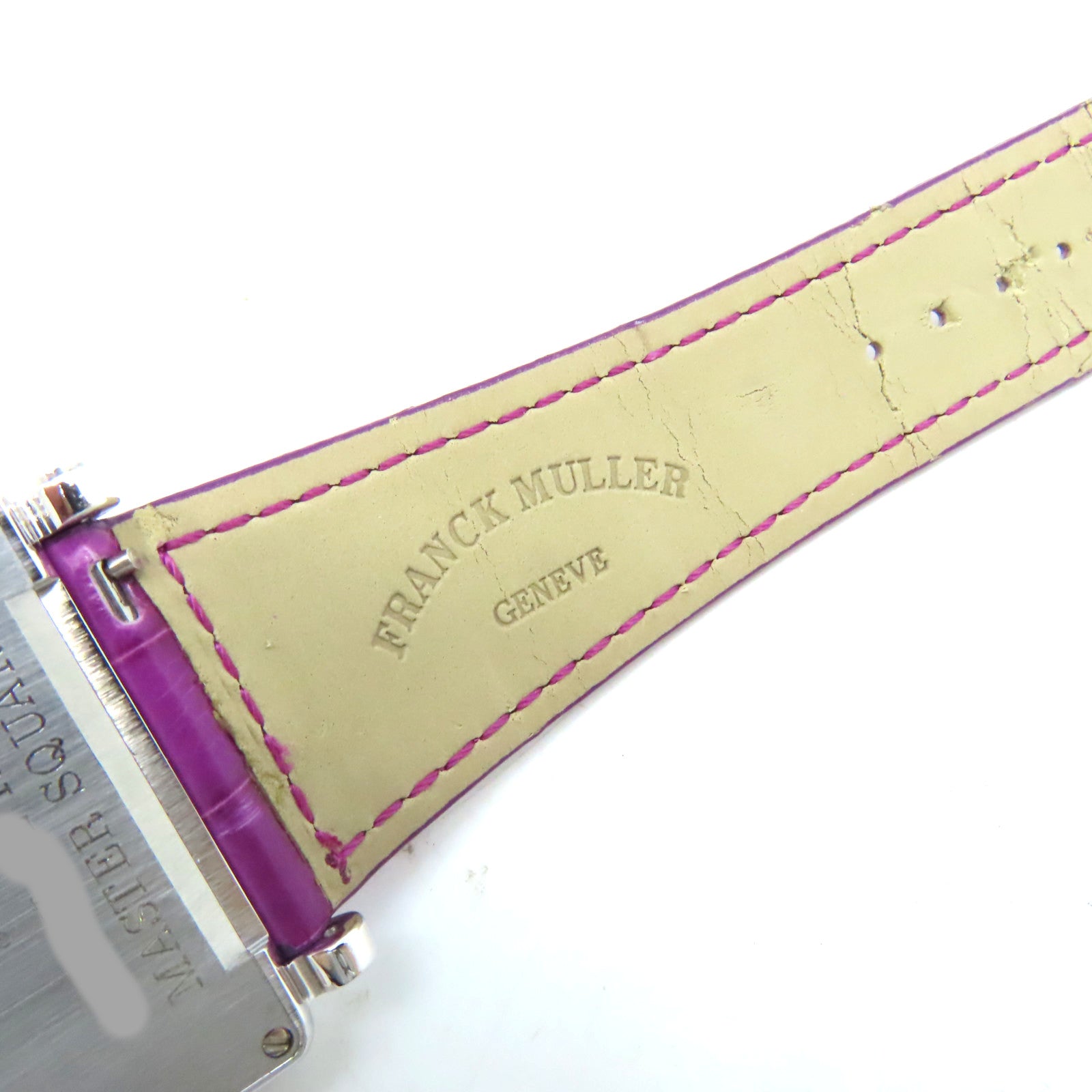 FRANCK MULLER Master Square Dia Watch不鏽鋼/鱷魚皮革帶石英機芯手錶銀色
