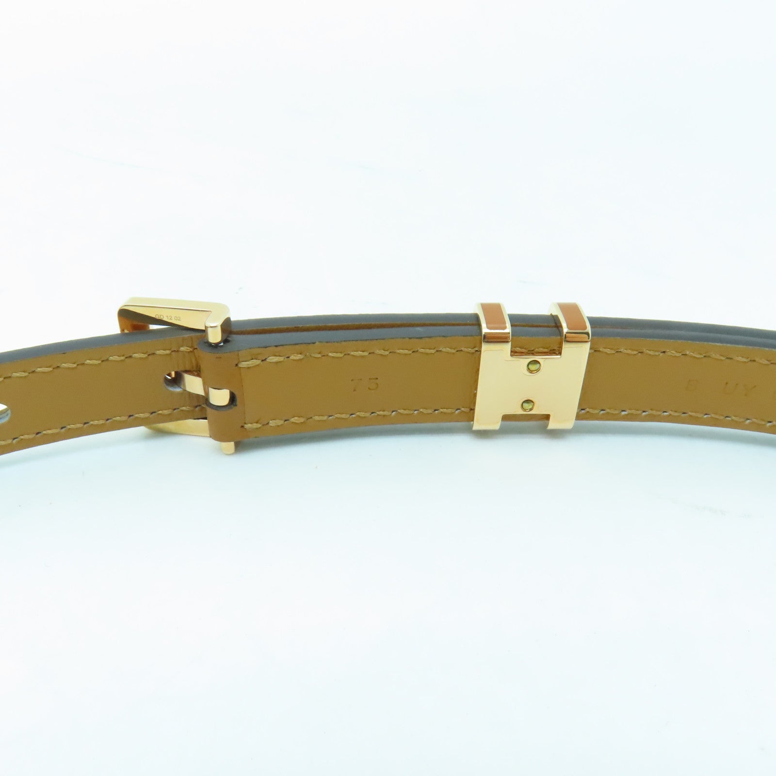 HERMES Epsom皮革Pop H Belt 75金扣皮帶Gold/啡色