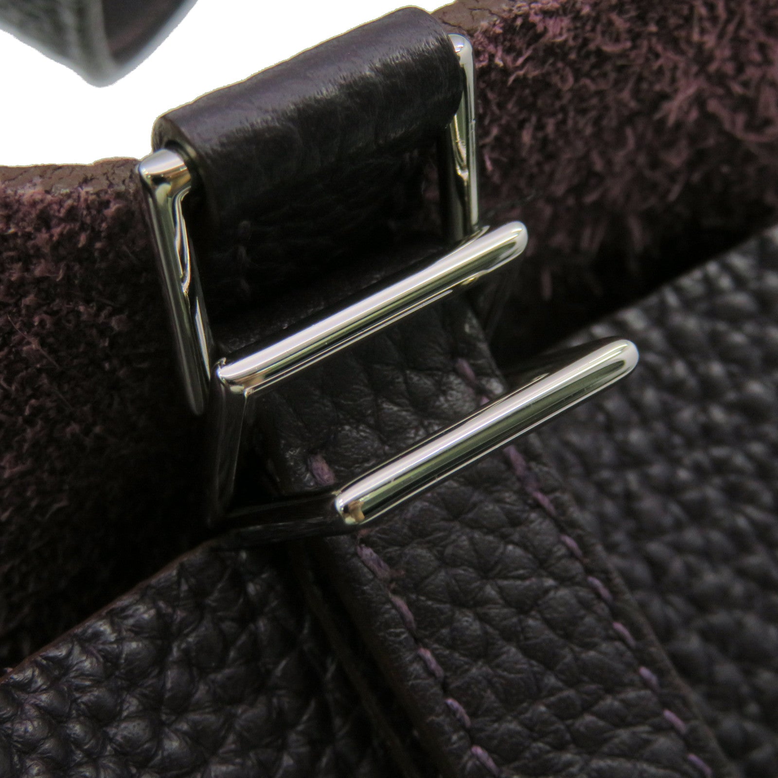 HERMES [Sharp Discount] Clemence Leather Picotin MM Silver Buckle Hand Bag Purple