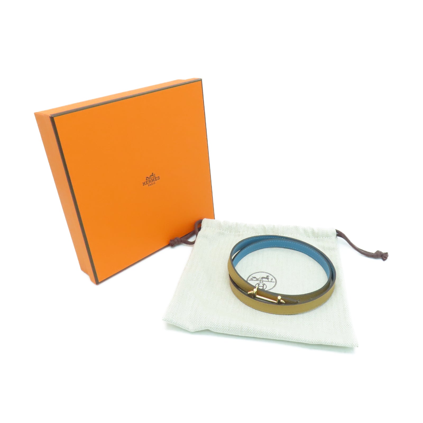 HERMES 金属Gamma Belt Buckle金扣皮带牛仔蓝色