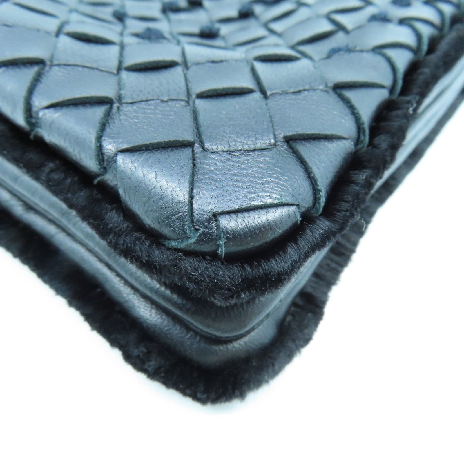 BOTTEGA VENETA 织纹皮革Shoulder Bag肩背袋黑色