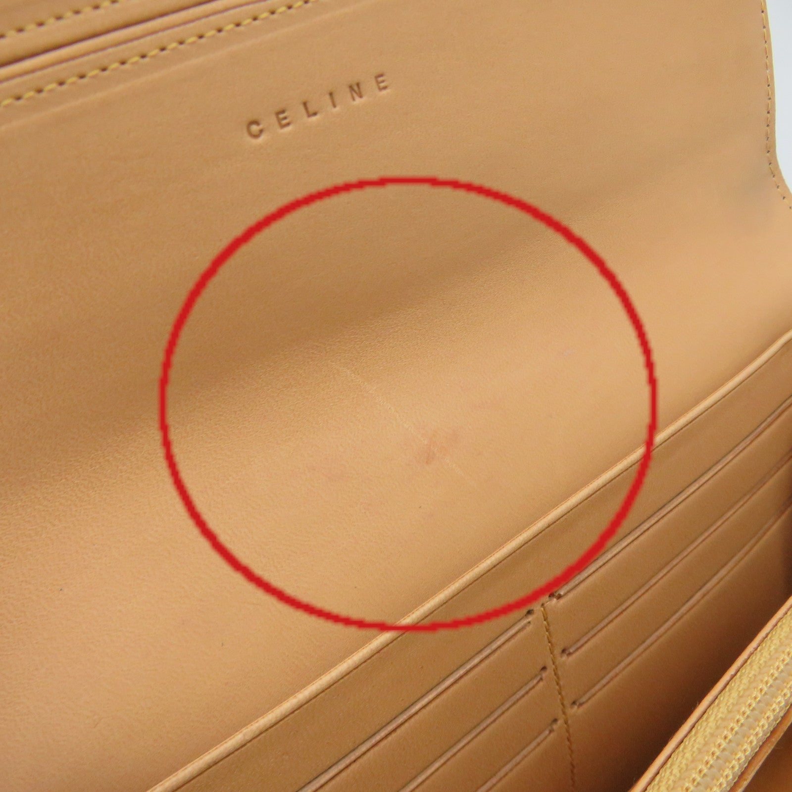 CELINE 麂皮皮革Long Wallet长钱包杏色