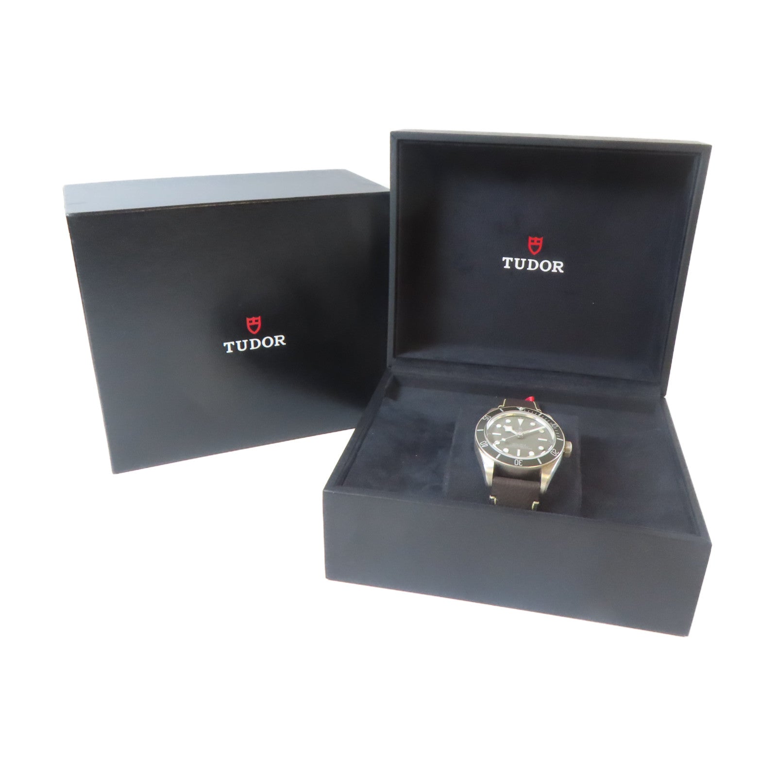 TUDOR 不鏽鋼/皮革Black Bay 39mm皮帶手錶灰色#19cm