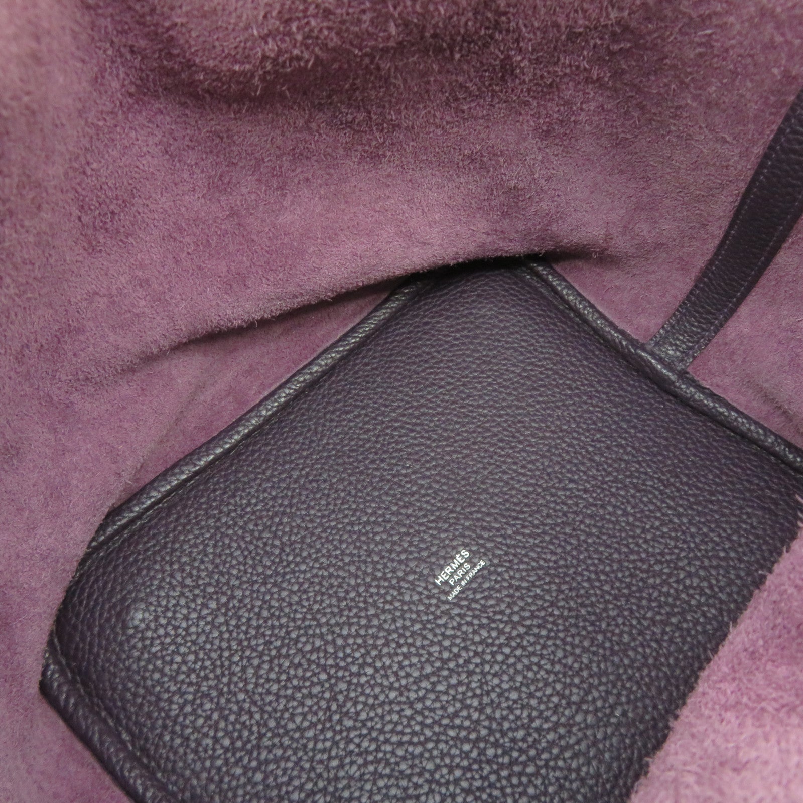 HERMES [Sharp Discount] Clemence Leather Picotin MM Silver Buckle Hand Bag Purple