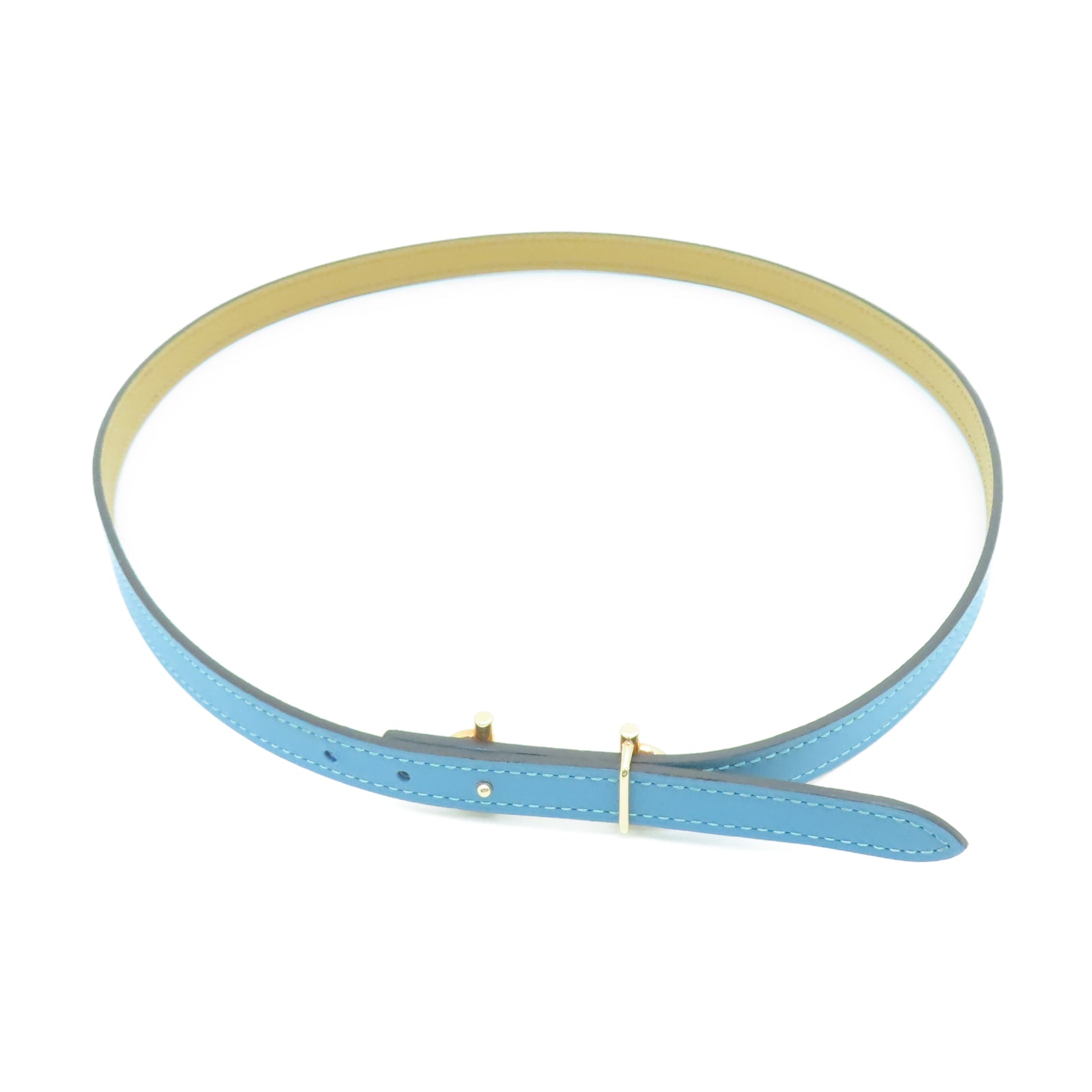 HERMES 金属Gamma Belt Buckle金扣皮带牛仔蓝色