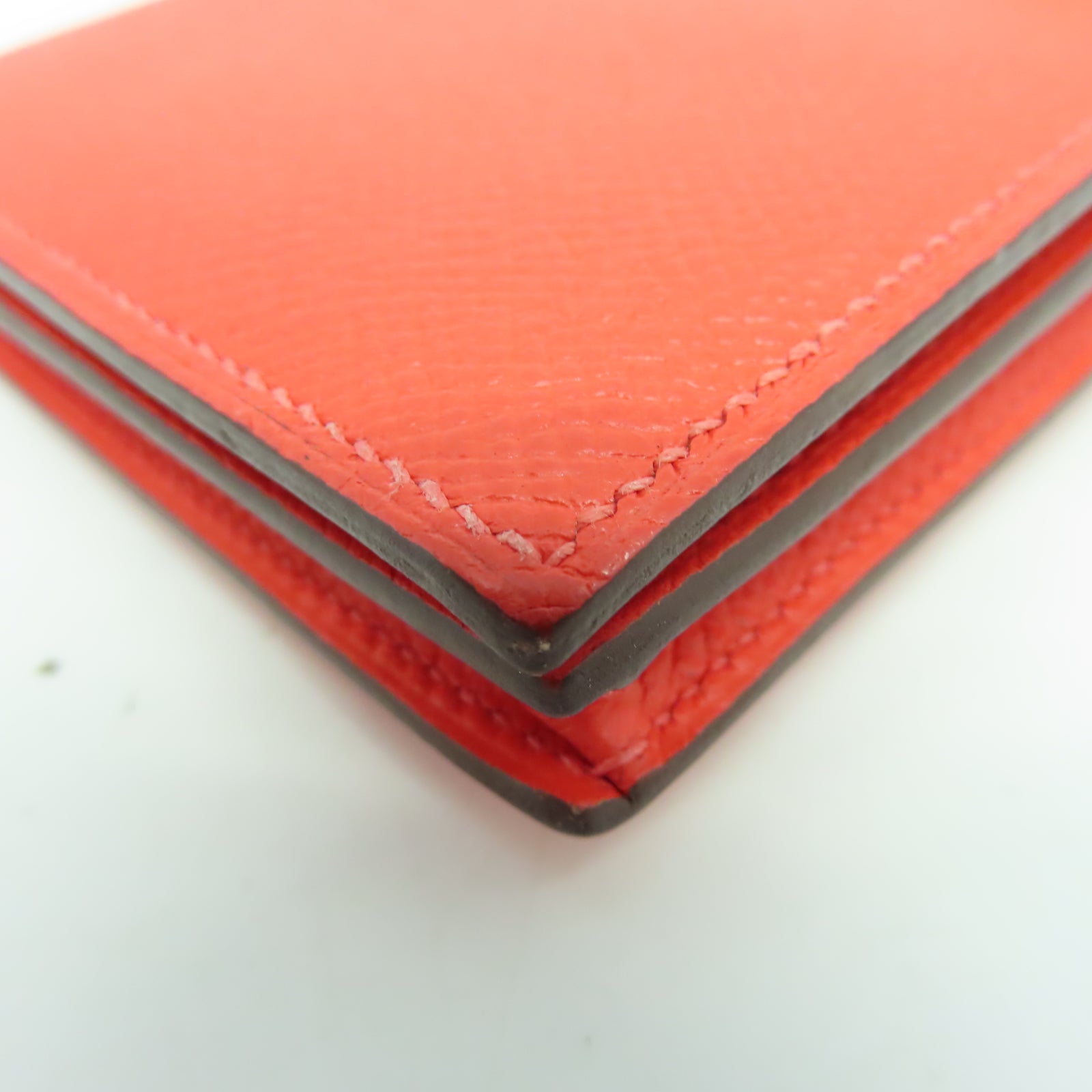 HERMES Veau Epsom皮革Bearn W Snap金扣長錢包糖果紅色