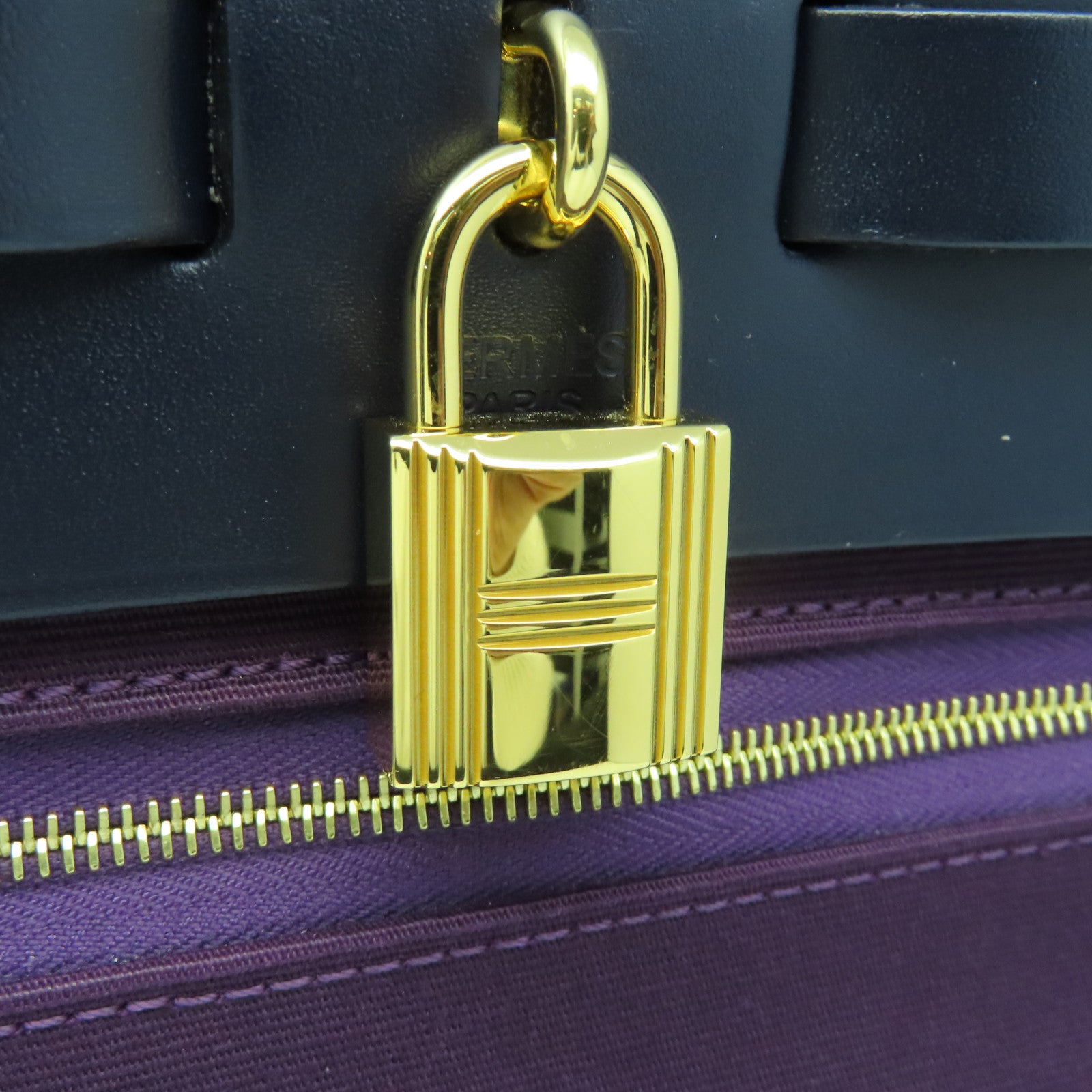 HERMES 帆布Herbag PM金扣手挽肩背兩用袋Raisin紫色
