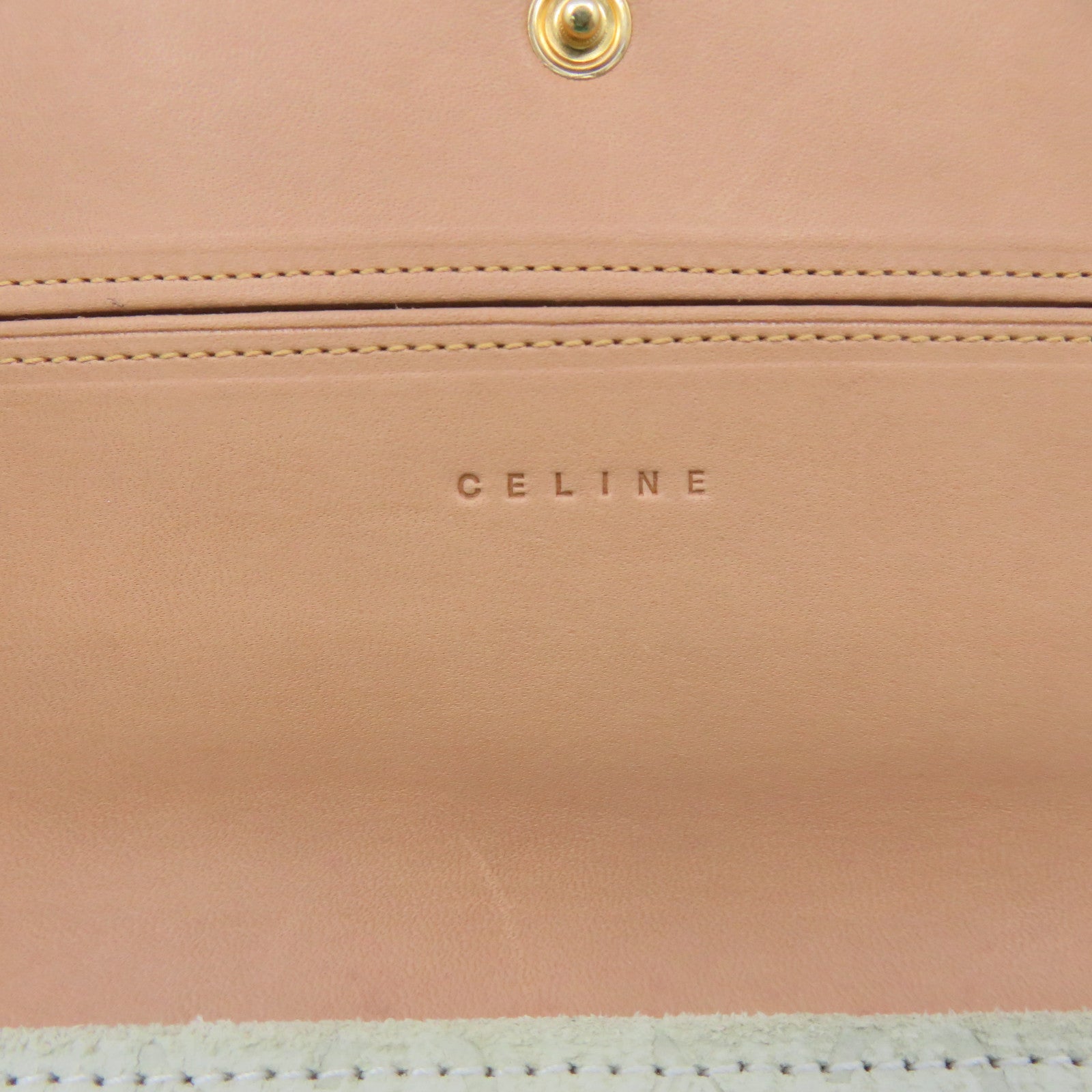 CELINE 麂皮皮革Long Wallet长钱包杏色