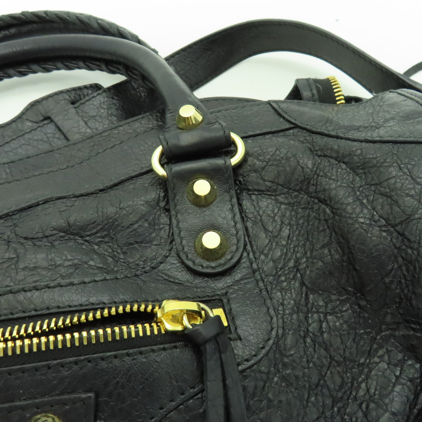 BALENCIAGA 牛皮皮革City金扣手挽肩背兩用袋黑色