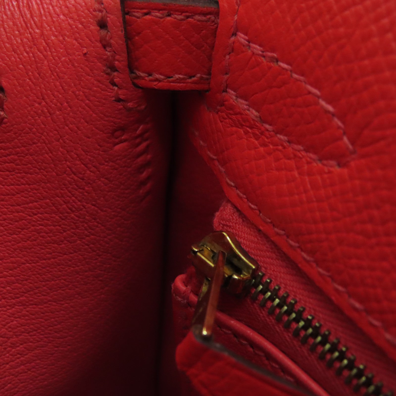 HERMES Epsom leather Kelly 25 gold buckle handle shoulder bag red