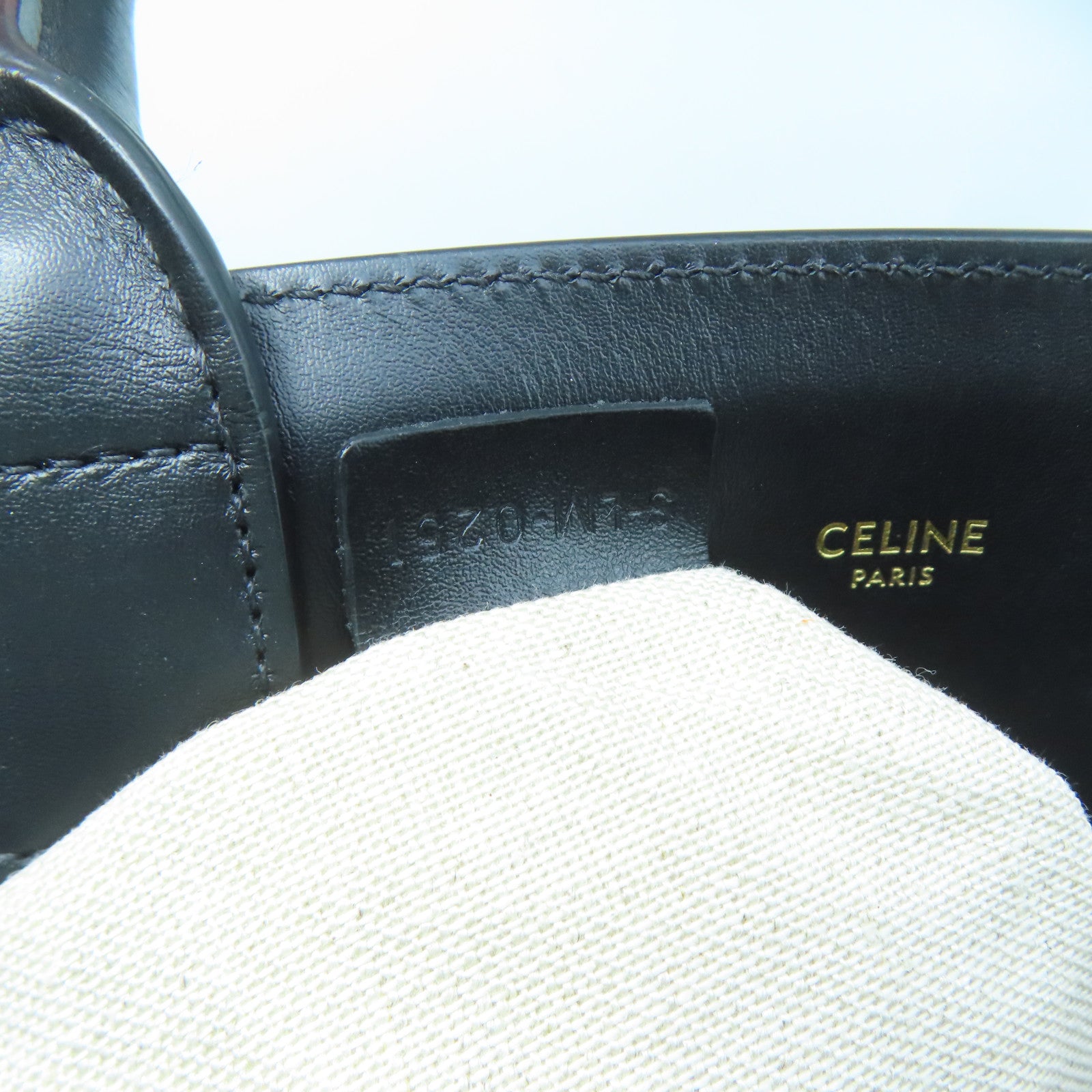 CELINE Canvas Hand Bag Gold Buckle Brown/Black