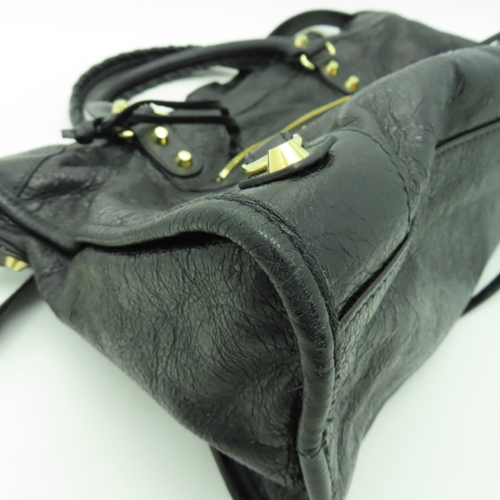 BALENCIAGA 牛皮皮革City金扣手挽肩背兩用袋黑色