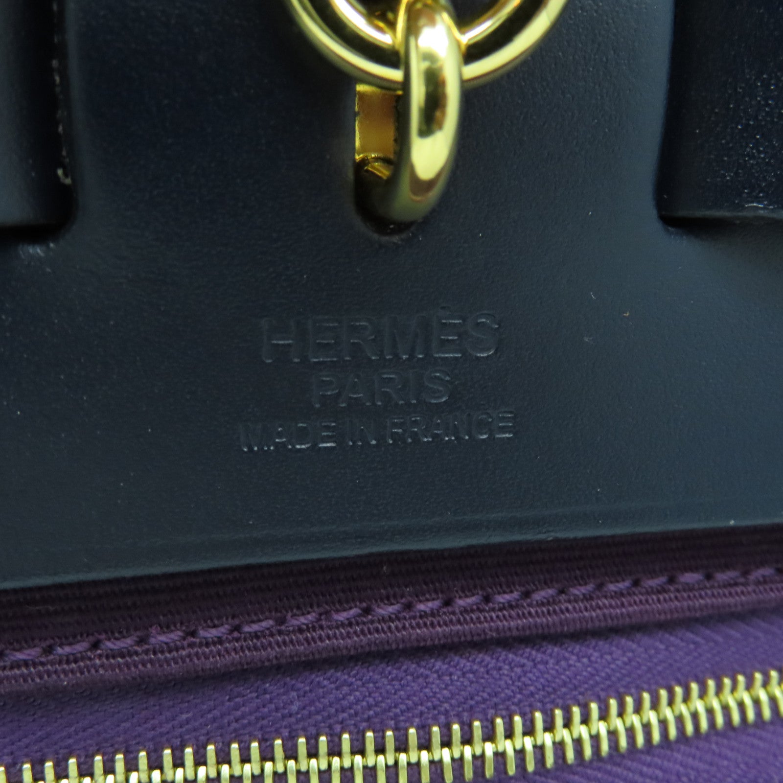 HERMES 帆布Herbag PM金扣手挽肩背兩用袋Raisin紫色