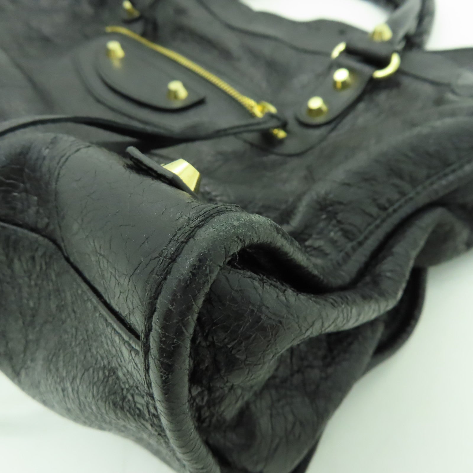 BALENCIAGA 牛皮皮革City金扣手挽肩背兩用袋黑色