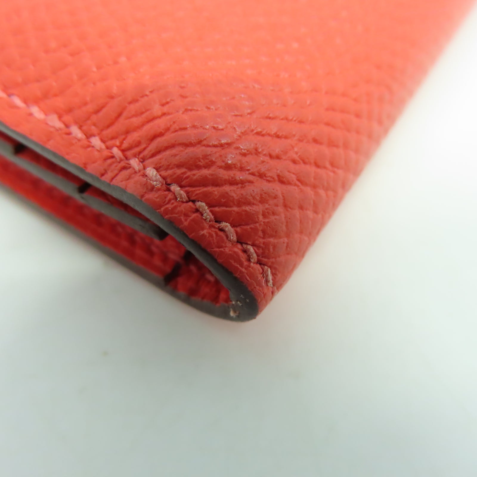 HERMES Veau Epsom皮革Bearn W Snap金扣長錢包糖果紅色