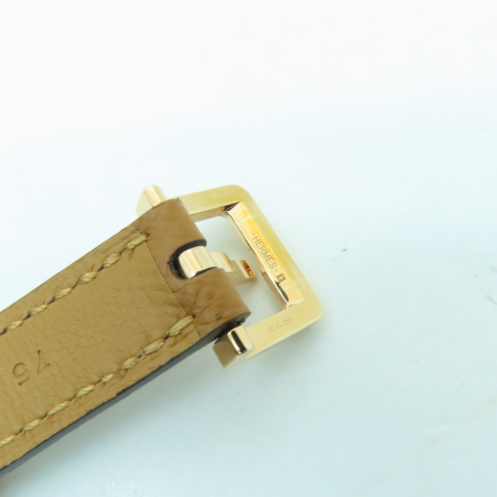 HERMES Epsom皮革Pop H Belt 75金扣皮帶Gold/啡色