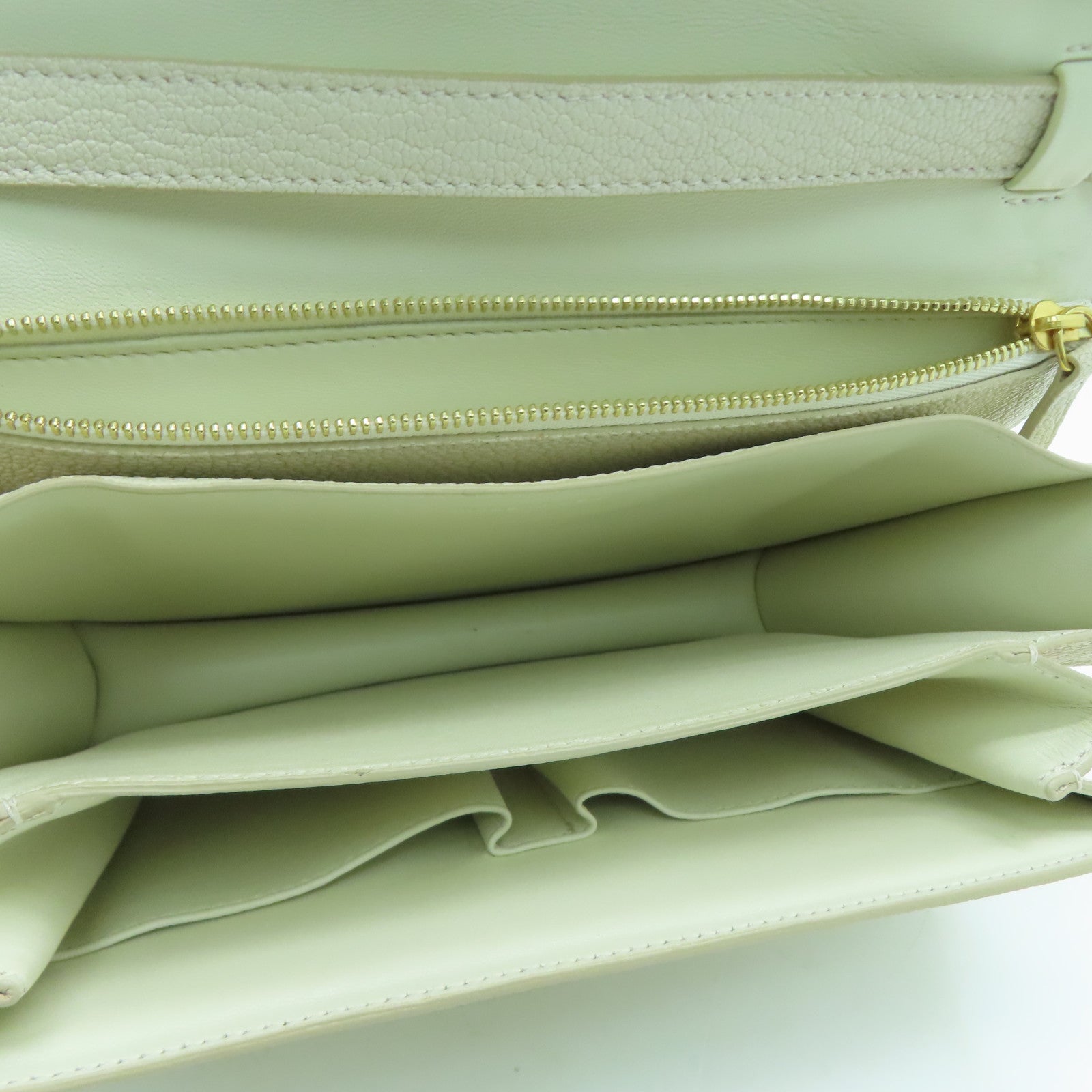 CELINE 牛皮皮革Shoulder Bag金扣肩背袋米白色