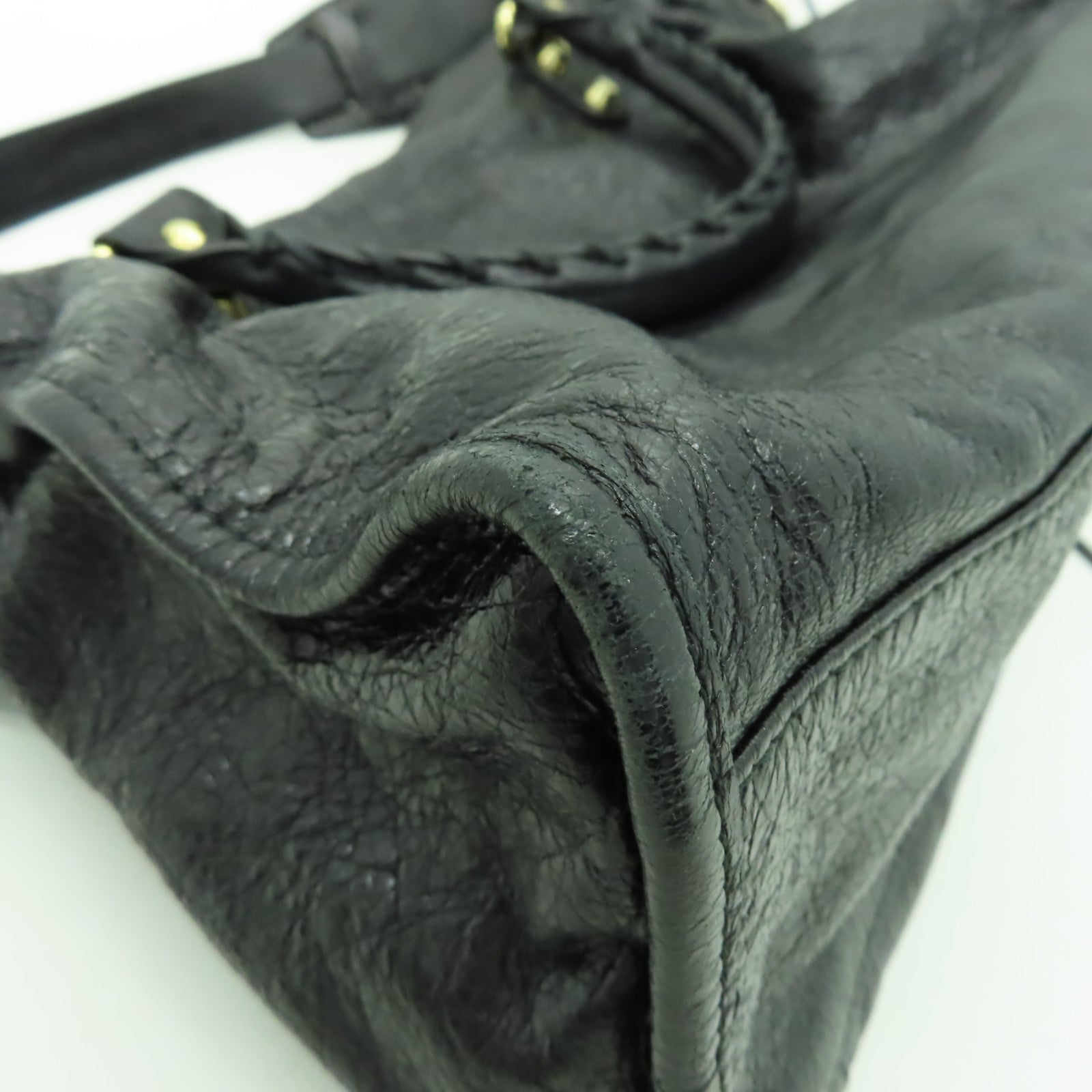 BALENCIAGA 牛皮皮革City金扣手挽肩背兩用袋黑色