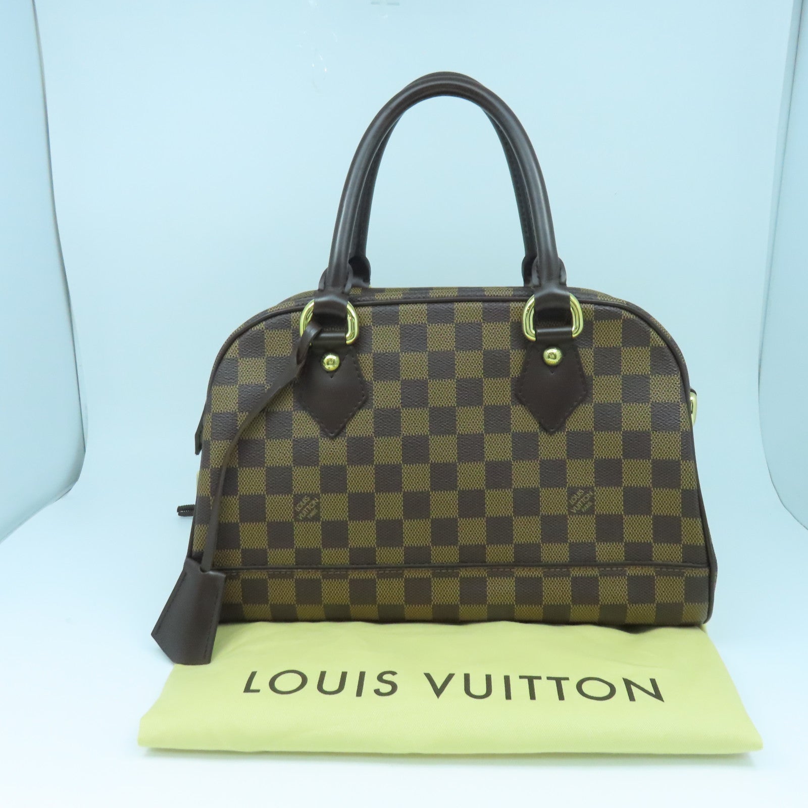 LOUIS VUITTON Damier Duomo金扣手挽袋啡色