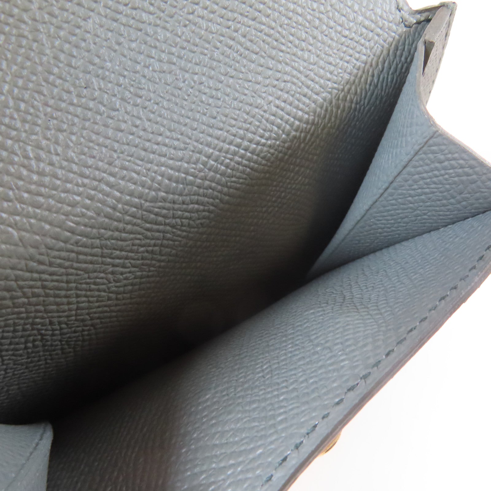 HERMES Veau Epsom皮革Kelly Pocket Compact金扣錢包灰色