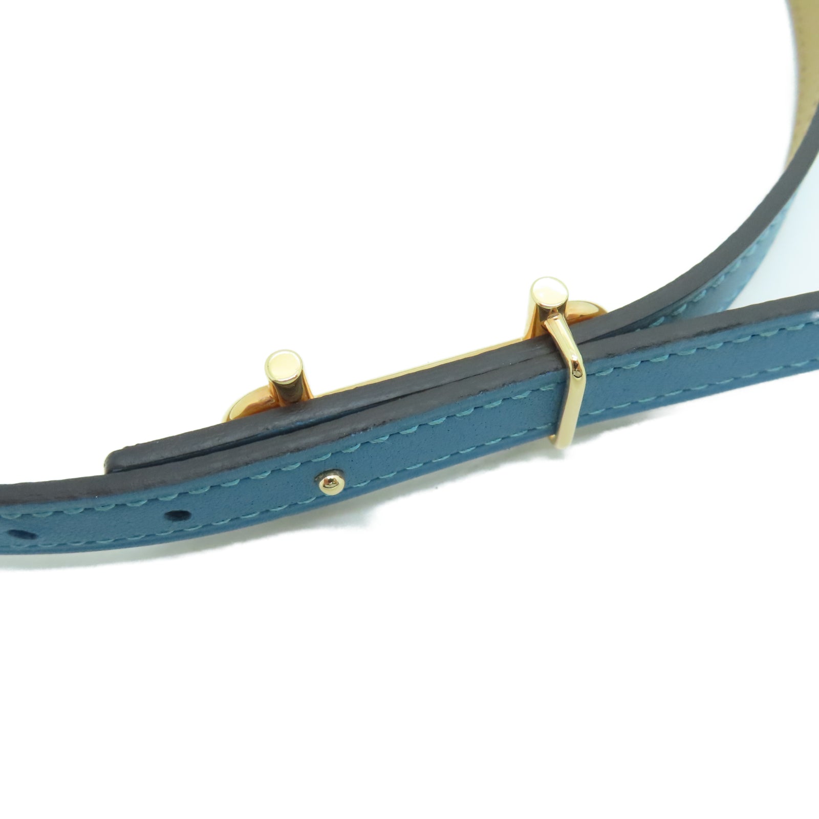 HERMES 金属Gamma Belt Buckle金扣皮带牛仔蓝色