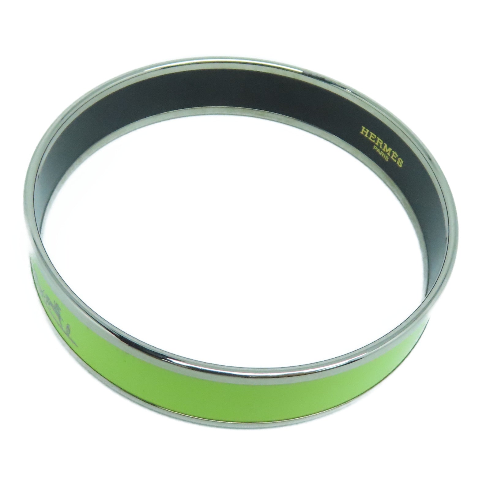 HERMES 金屬Bangle銀扣手鐲黃綠色