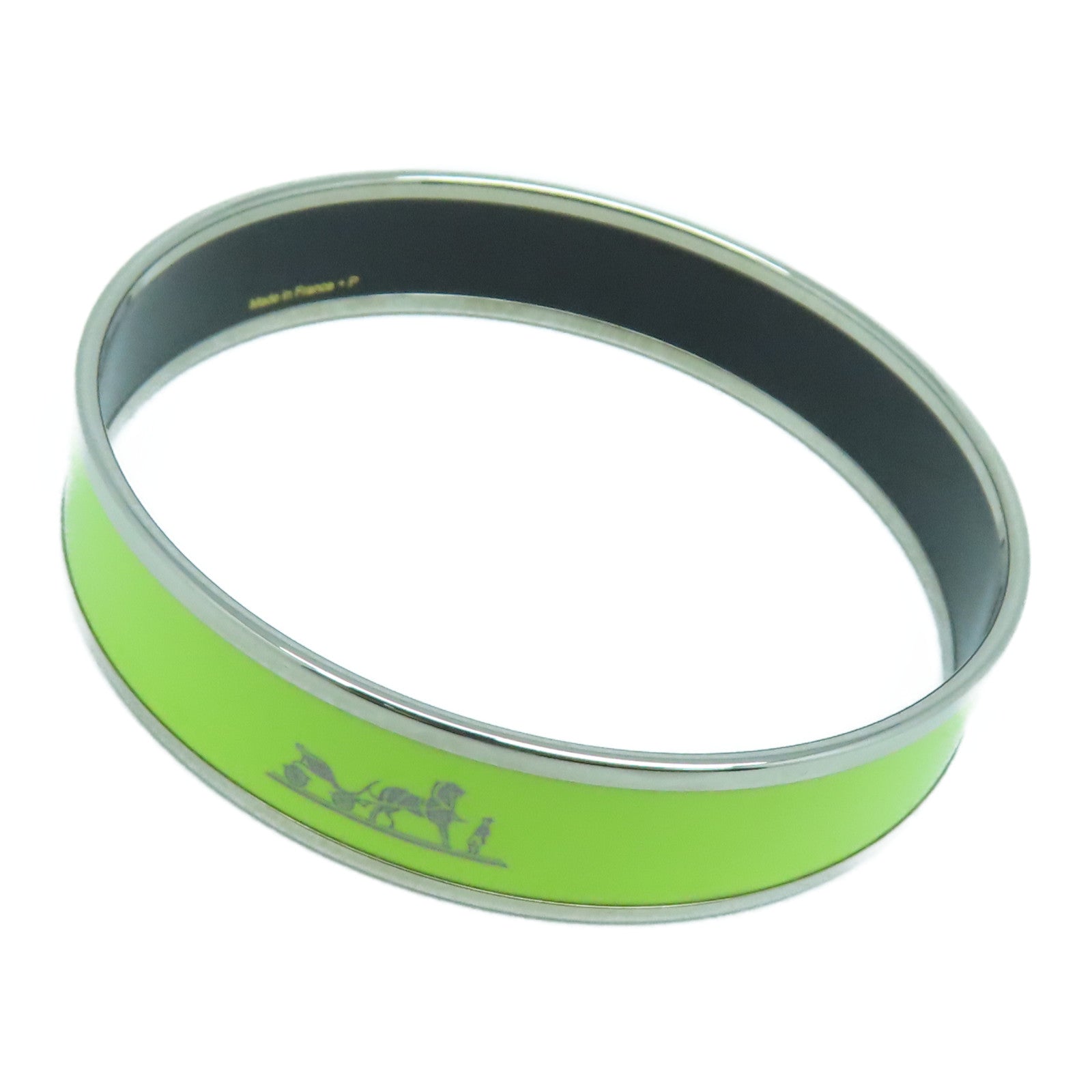 HERMES 金屬Bangle銀扣手鐲黃綠色