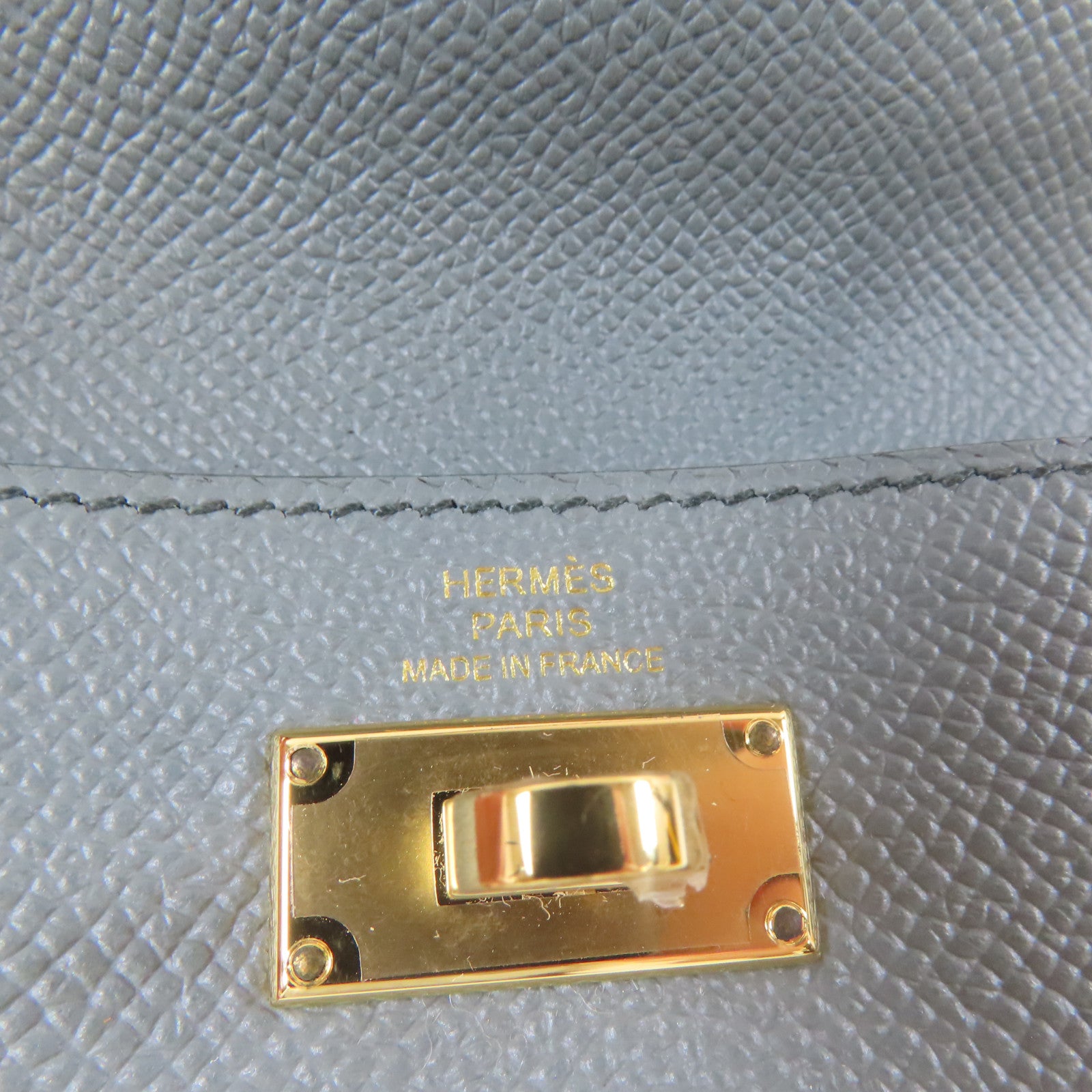 HERMES Veau Epsom皮革Kelly Pocket Compact金扣錢包灰色