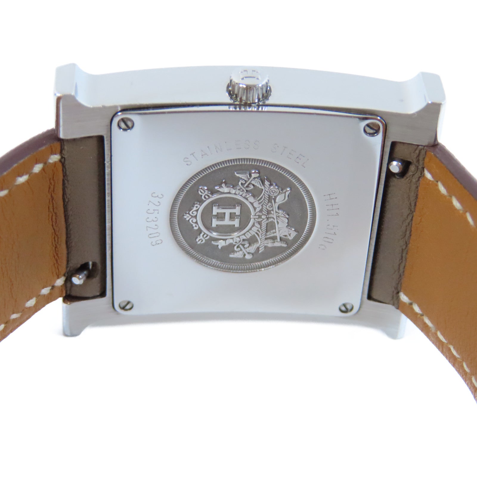 HERMES Heure H不鏽鋼手錶石英機芯白色/Etoupe大象灰色