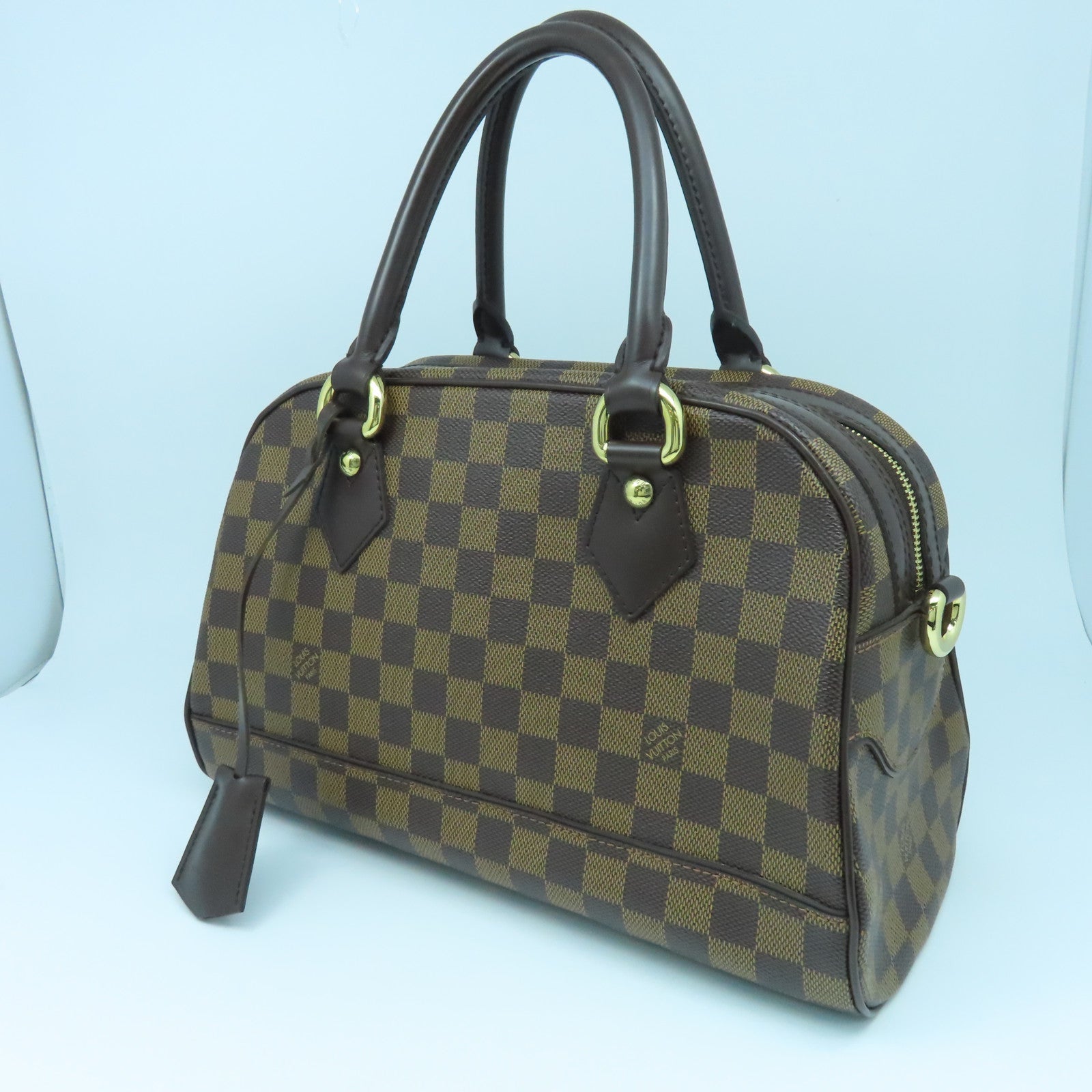 LOUIS VUITTON Damier Duomo金扣手挽袋啡色