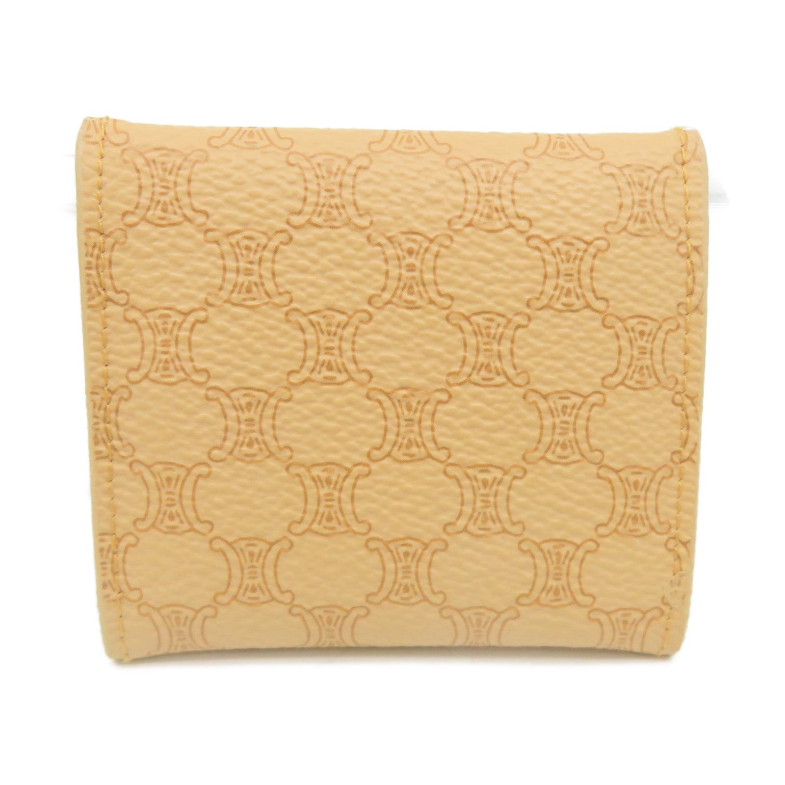 CELINE Coated Canvas Triomphe Coin Case Coin Purse Beige