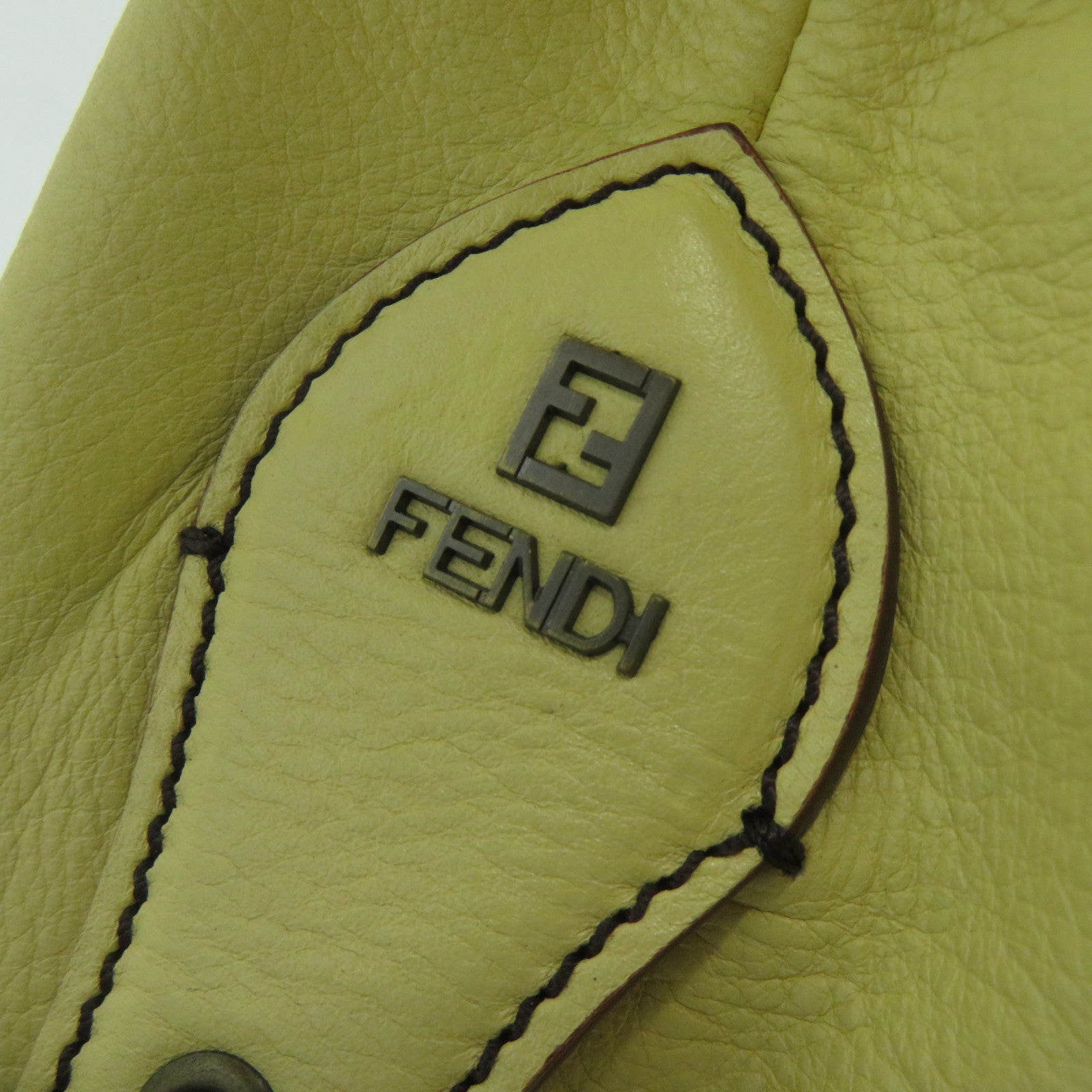 FENDI 牛皮皮革Borsa Doctor銀扣手挽袋淺黃色