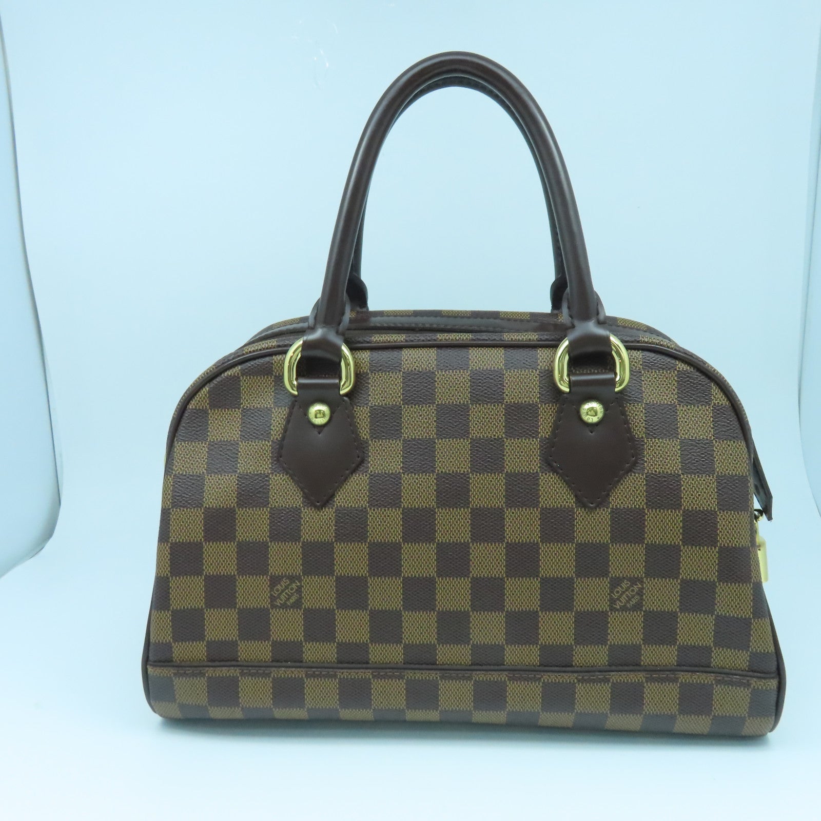 LOUIS VUITTON Damier Duomo金扣手挽袋啡色