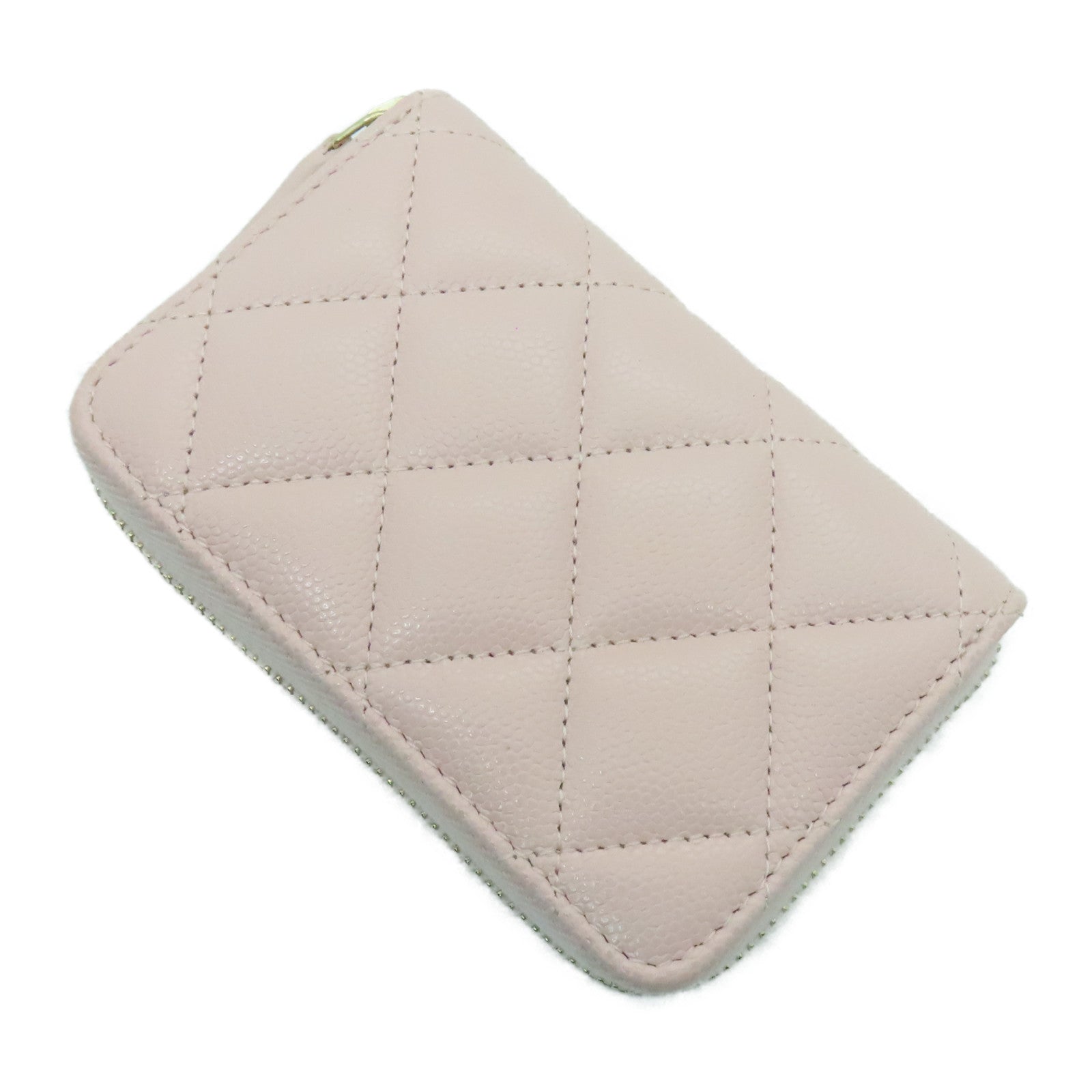 CHANEL 菱格Caviar皮革Card Case金扣卡片套粉紅色