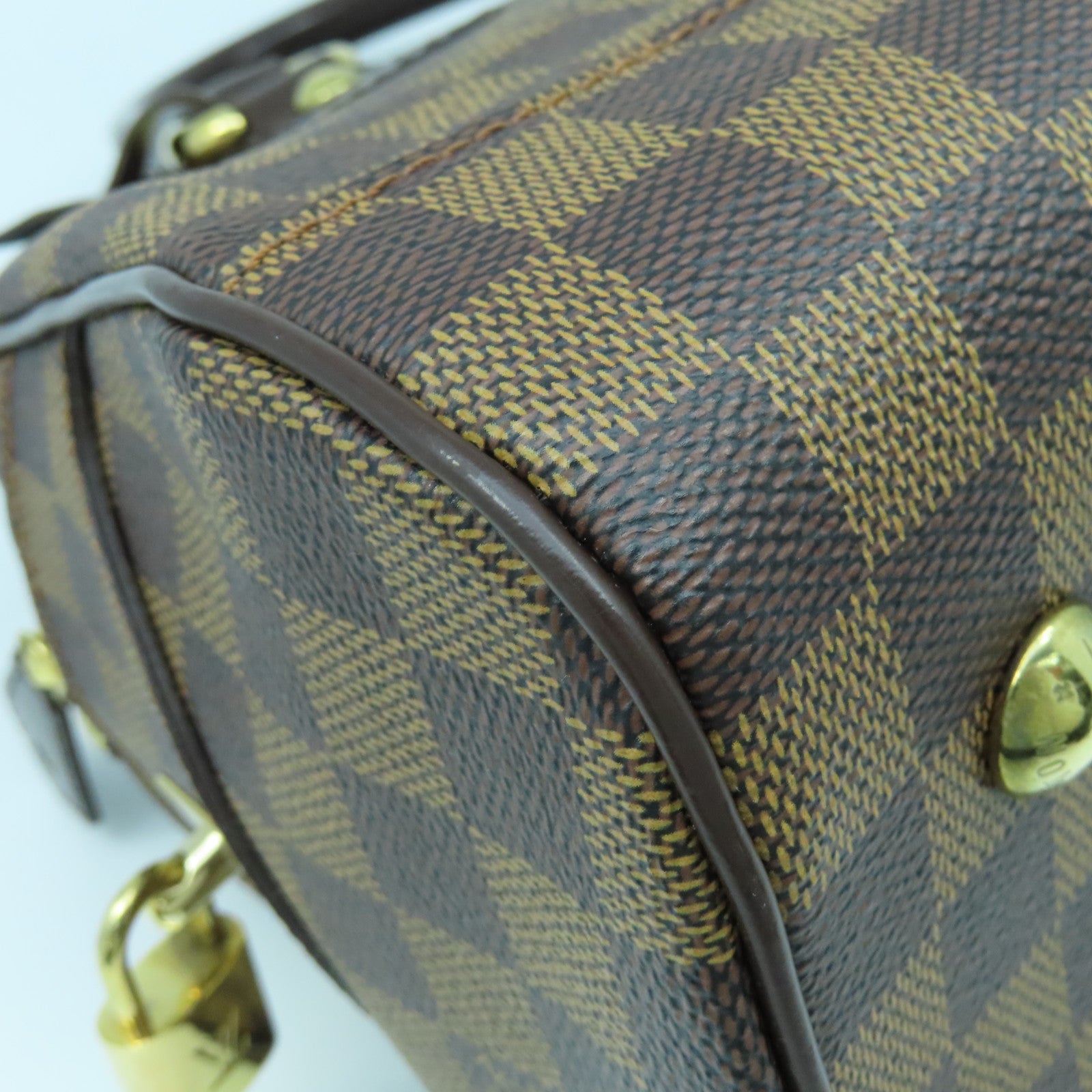 LOUIS VUITTON Damier Duomo金扣手挽袋啡色