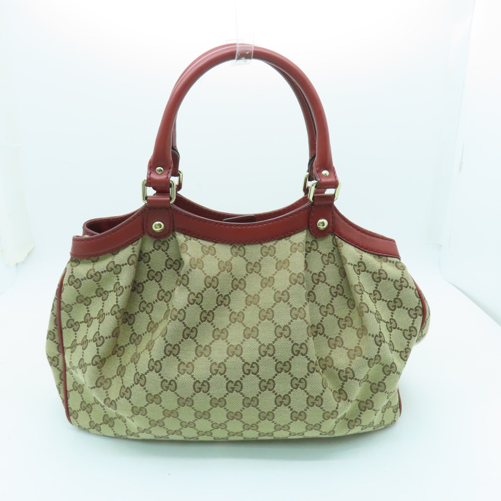 GUCCI PVC Hand Bag金扣手挽袋啡色