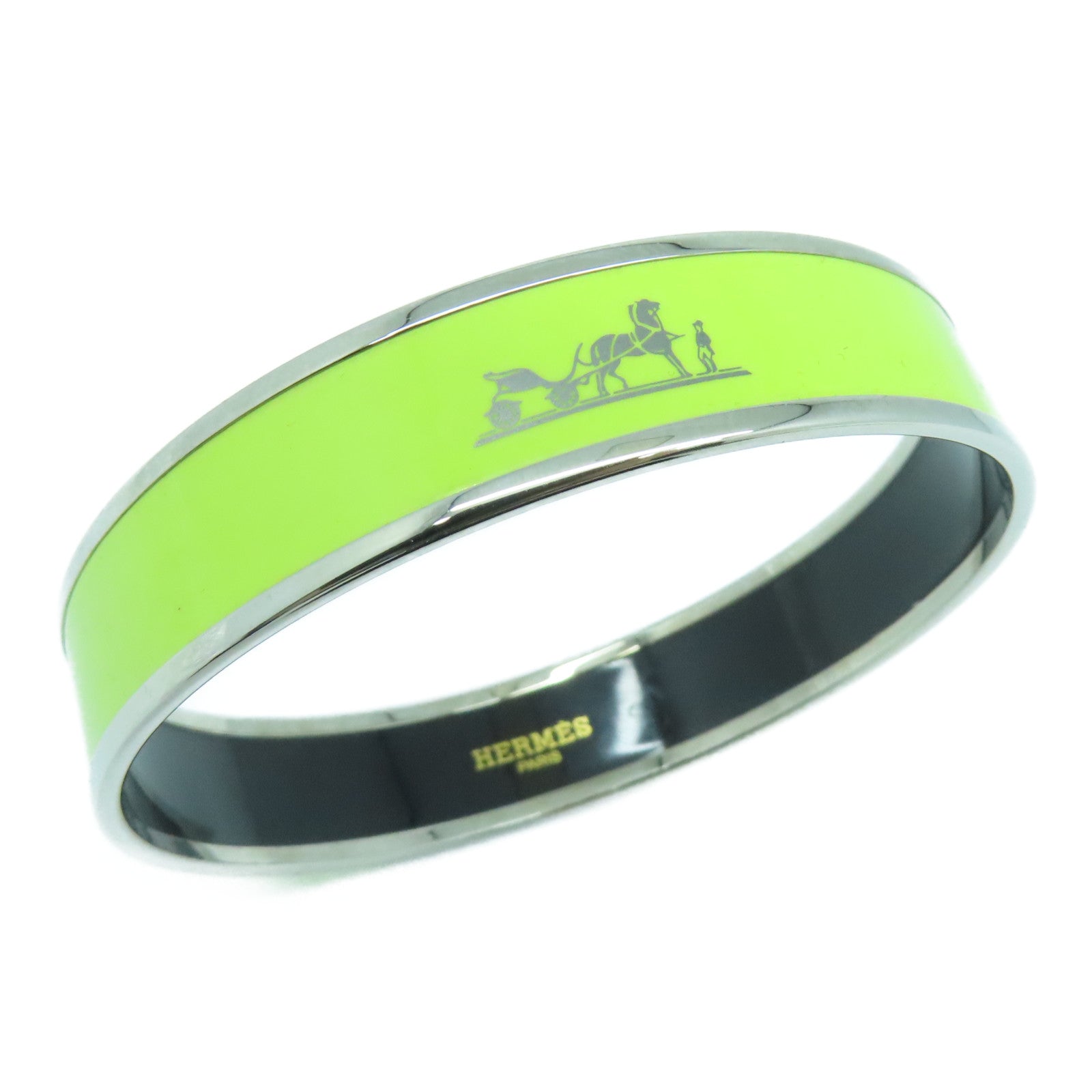 HERMES 金屬Bangle銀扣手鐲黃綠色