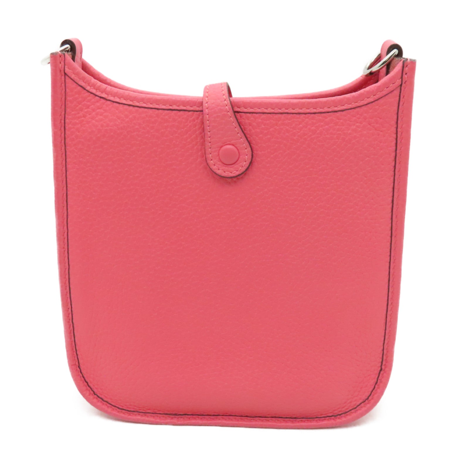HERMES Clemence皮革Evelyne TPM銀扣肩背袋Rose Azalee杜鵑粉色