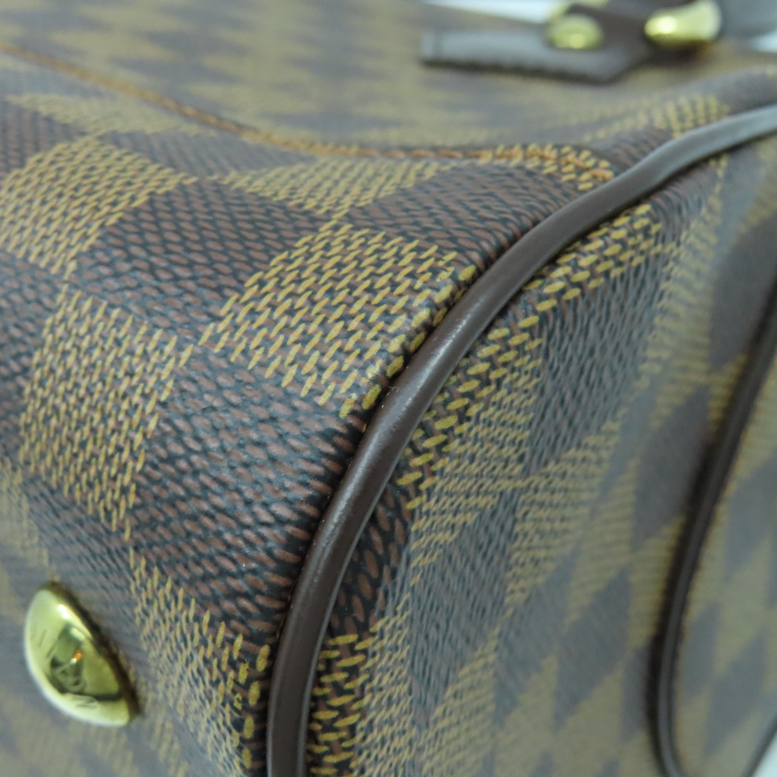 LOUIS VUITTON Damier Duomo金扣手挽袋啡色