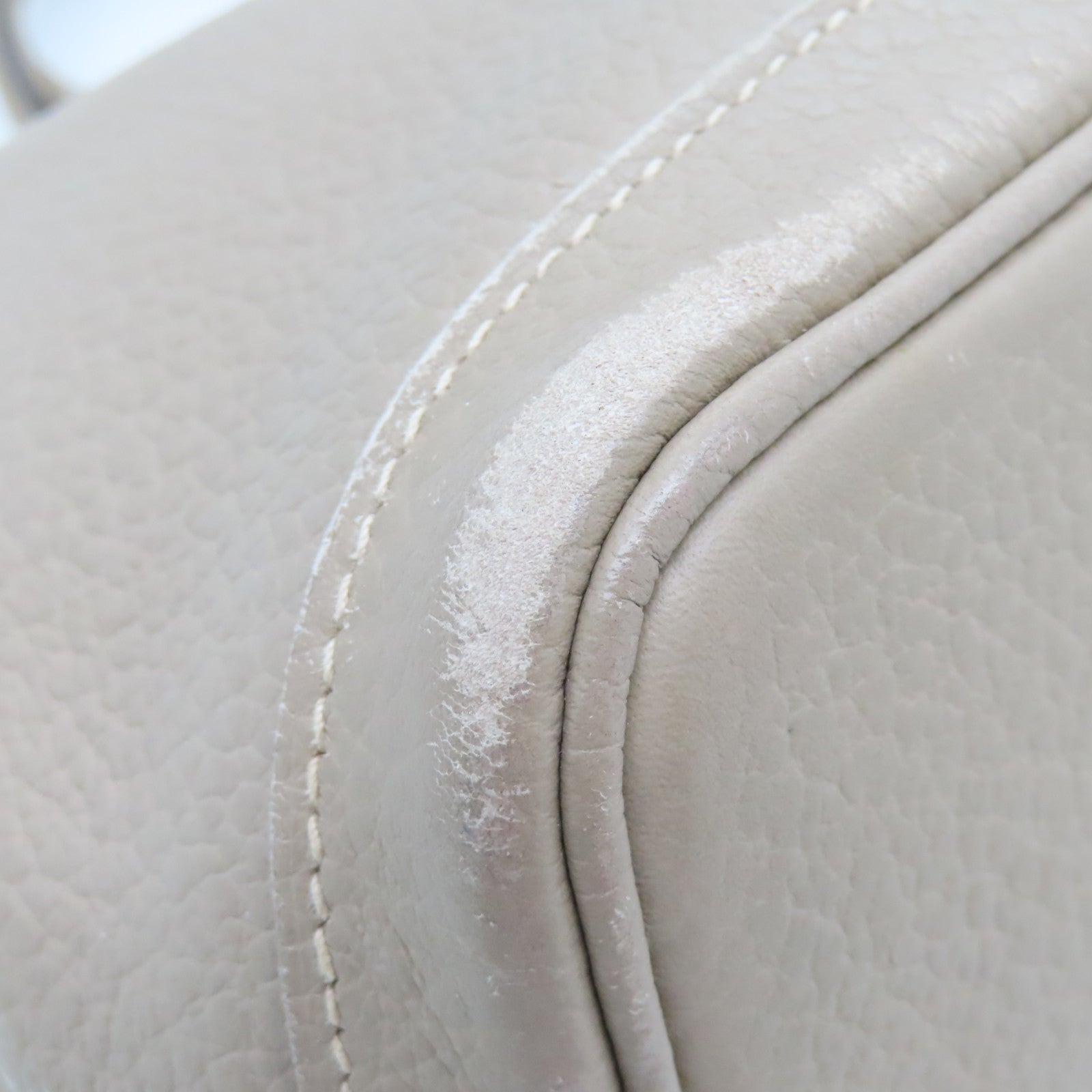 HERMES Clemence皮革Garden Party TPM銀扣手挽袋米色