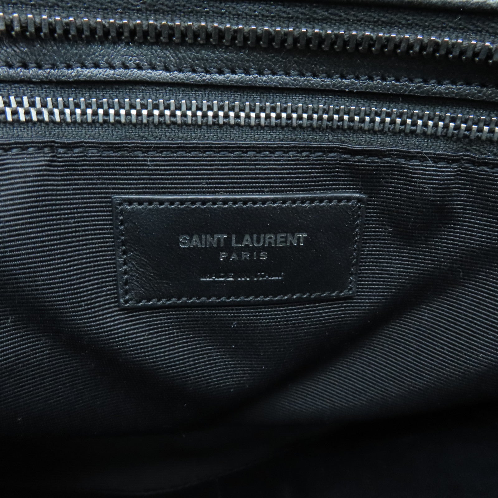 SAINT LAURENT cowhide leather Shoulder Bag silver buckle handle bag / shoulder bag black