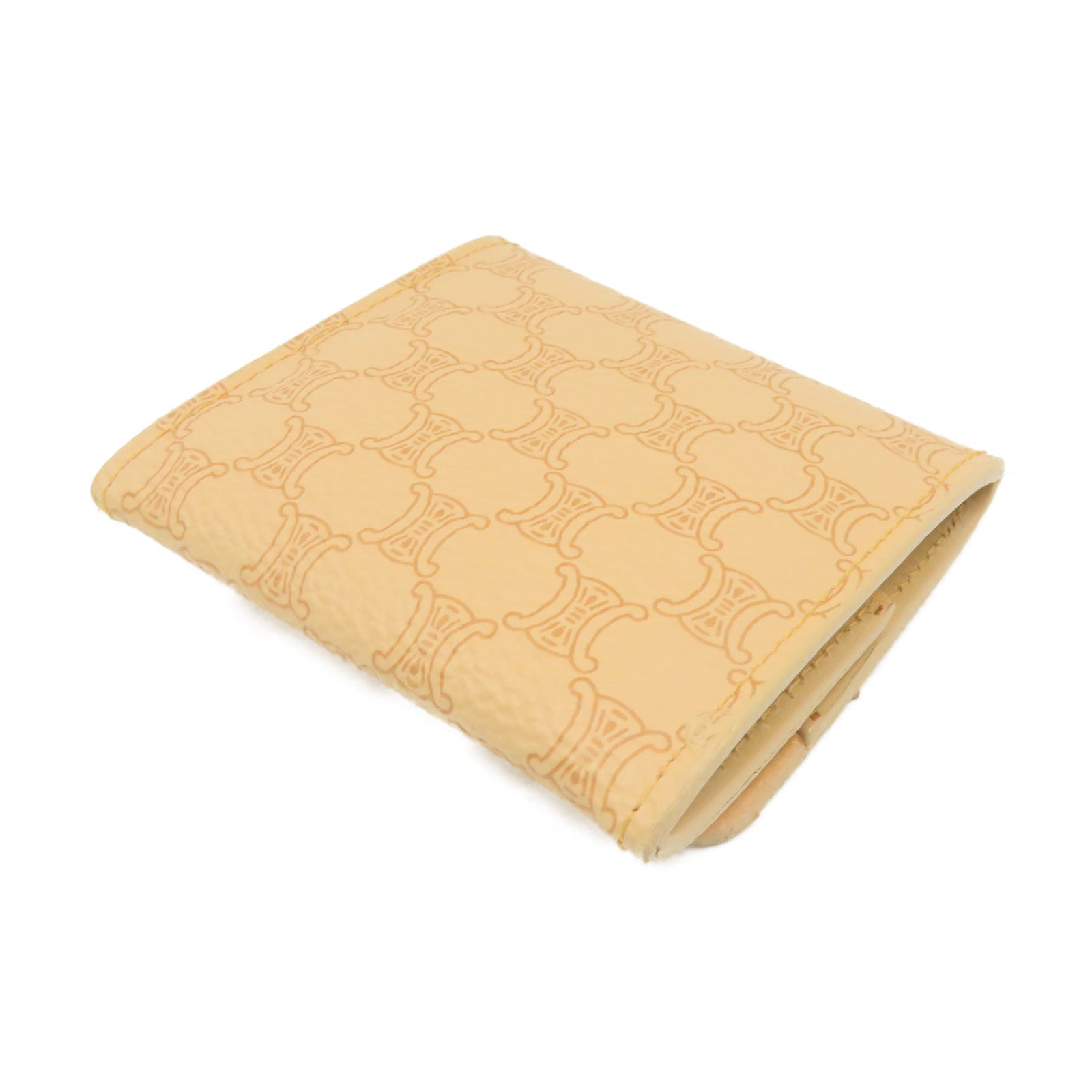 CELINE Coated Canvas Triomphe Coin Case Coin Purse Beige